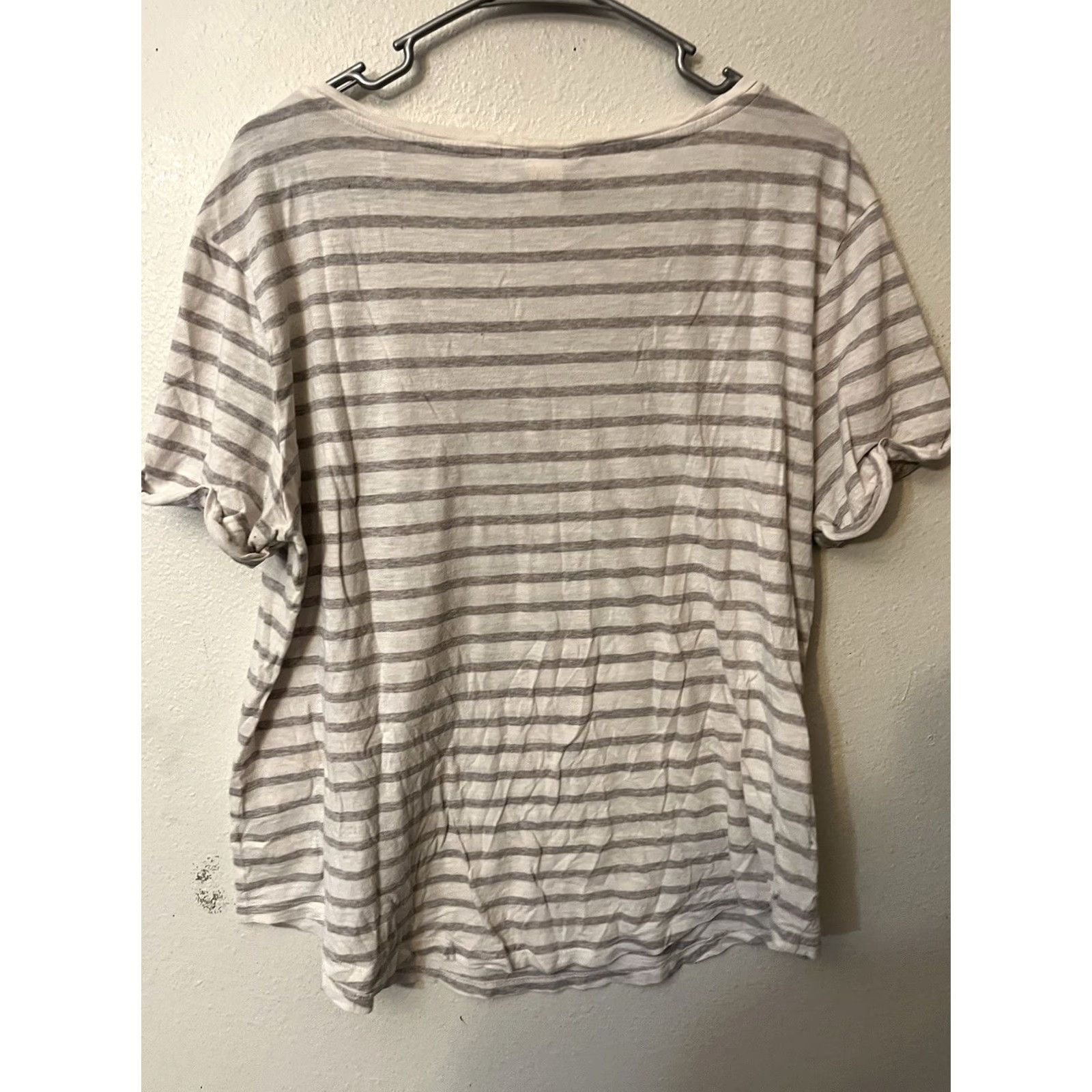 H&M H&M Basic Women’s White Striped Short Sleeve T Shirt L Casual Size L / US 10 / IT 46 - 3 Thumbnail