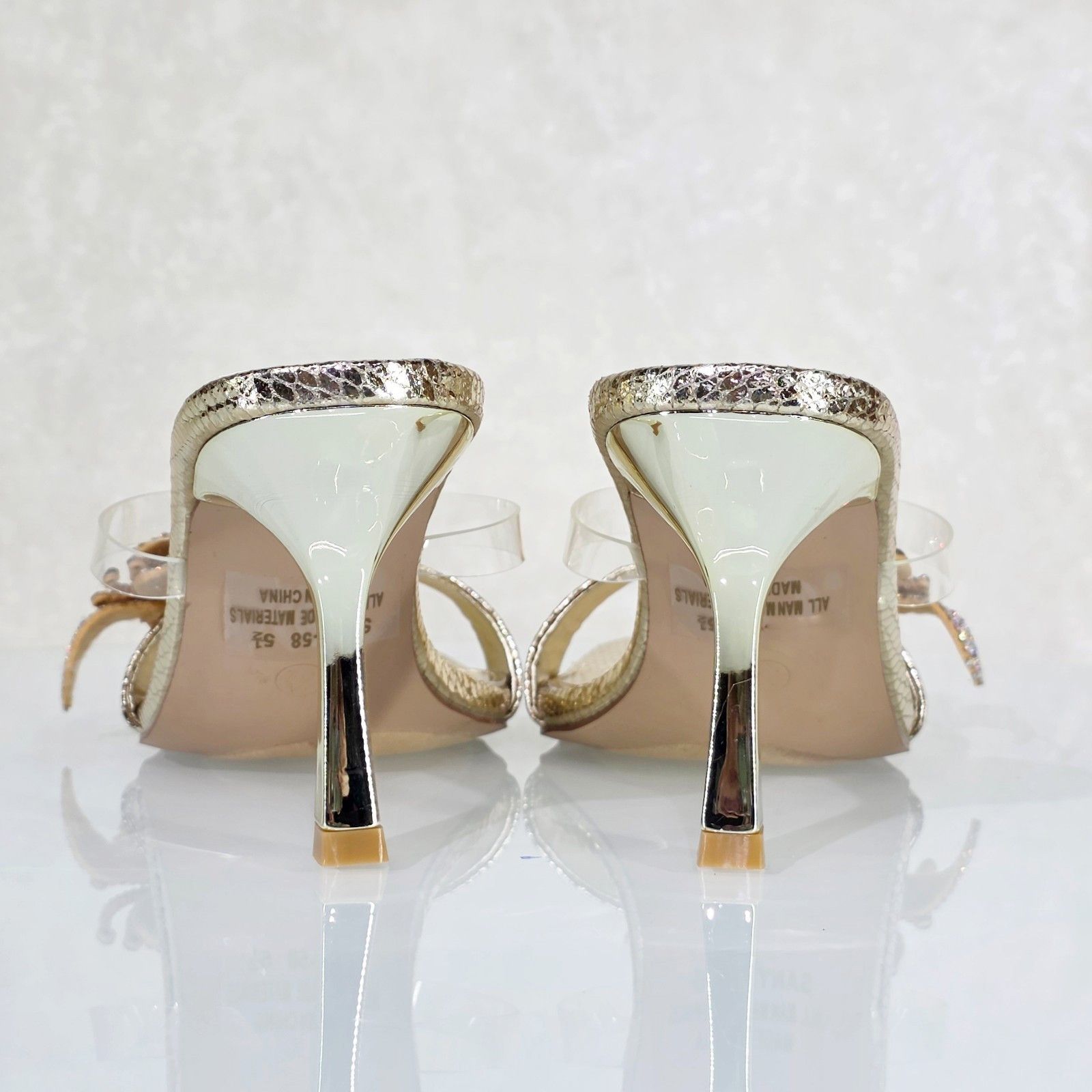 Other Lily Rhinestone Flower Gold Slip On 3.25" Heel Casual Evenin Size US 7.5 / IT 37.5 - 4 Thumbnail