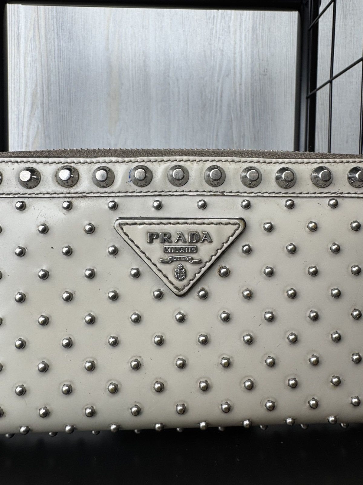 Prada PRADA WALLET STUDDED PURSE GRAY CARDS STUDDED WALLET Grey Size ONE SIZE - 6 Thumbnail