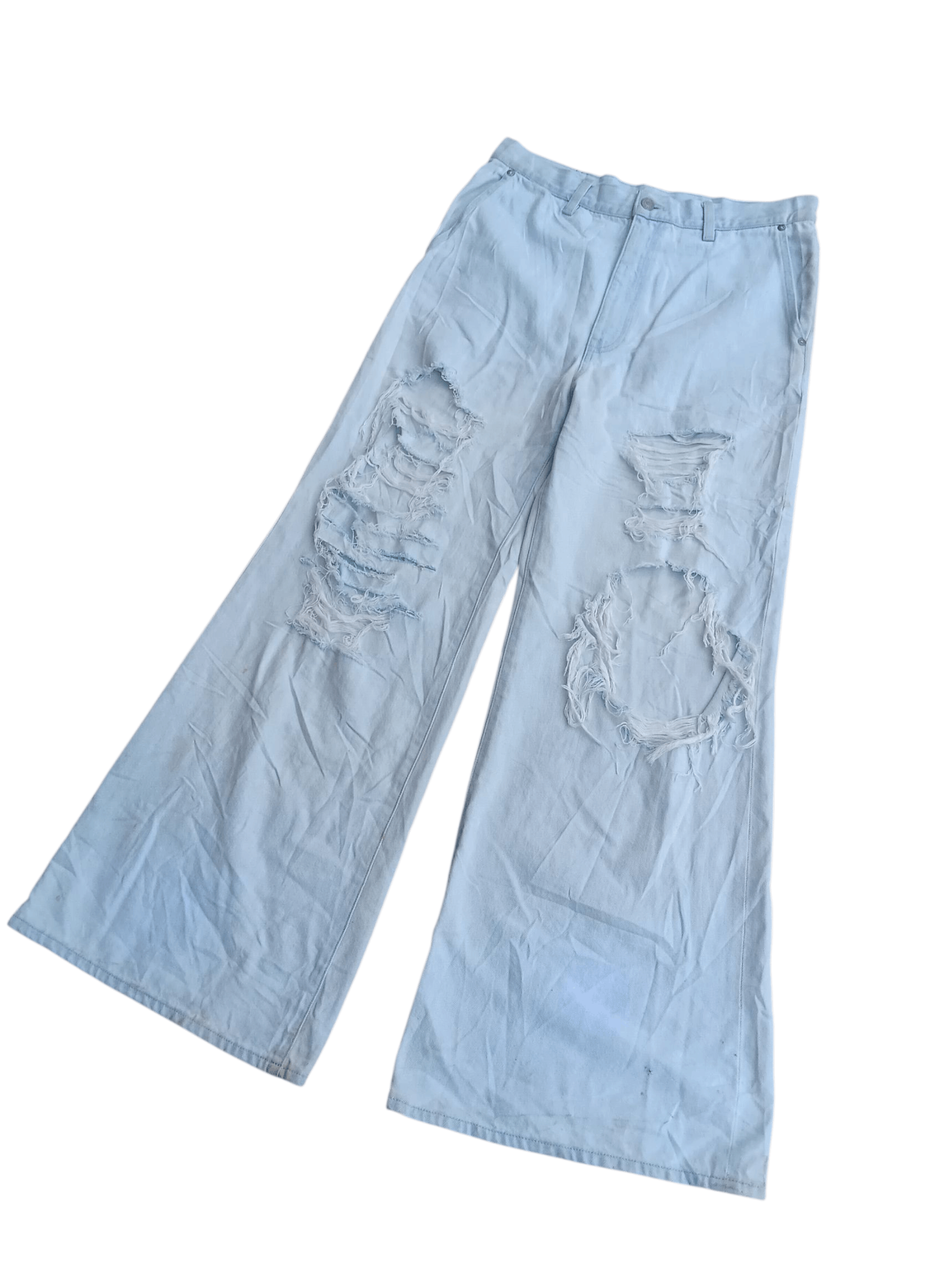 Lad Musician 🤝NEED GONE🤝Splatter distressed baggy light blue jeans Size US 32 / EU 48 - 2 Thumbnail