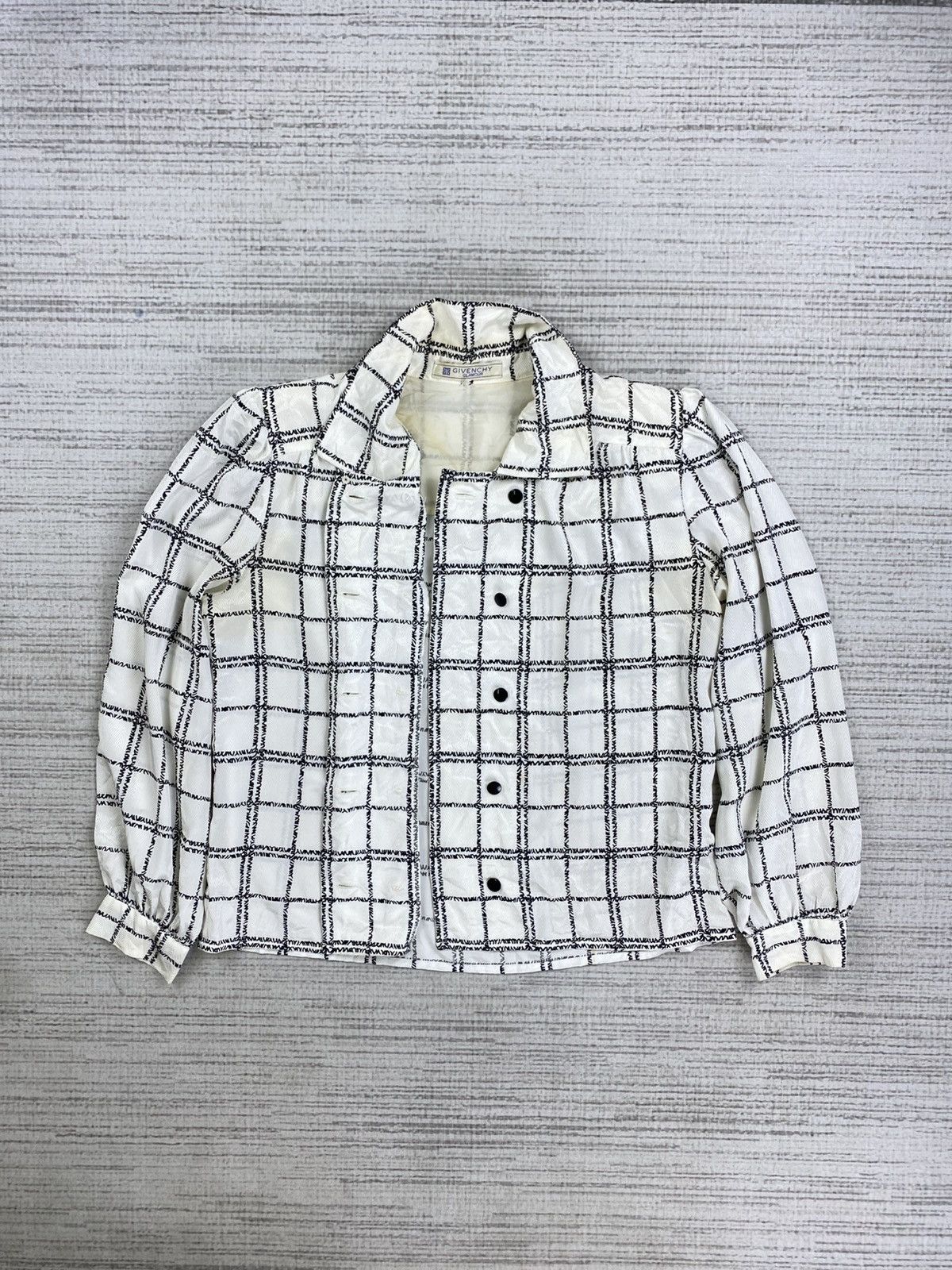 Givenchy × Vintage Vintage Givenchy Glamour Checkered Silk Blouse Size L / US 10 / IT 46 - 6 Thumbnail