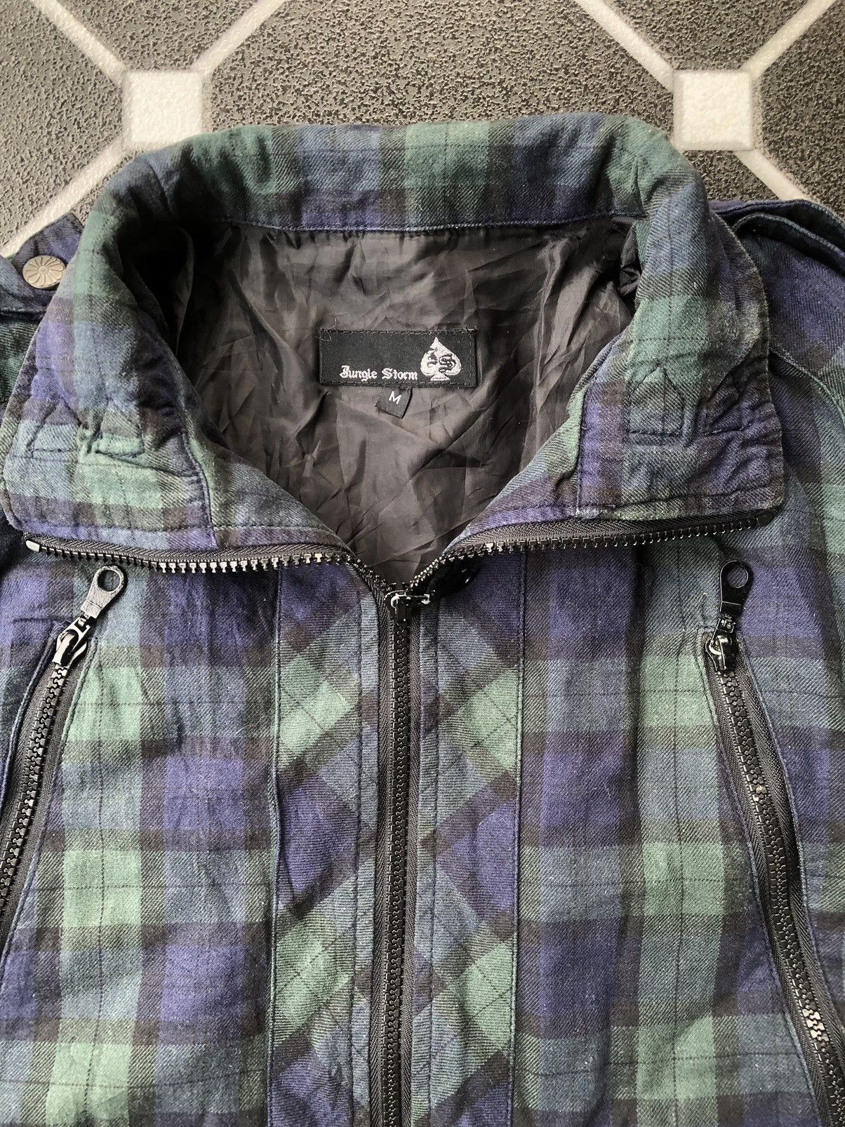 If Six Was Nine GOA Style Jungle Storm Tartan Jacket Multi Zipper Size US M / EU 48-50 / 2 - 5 Thumbnail