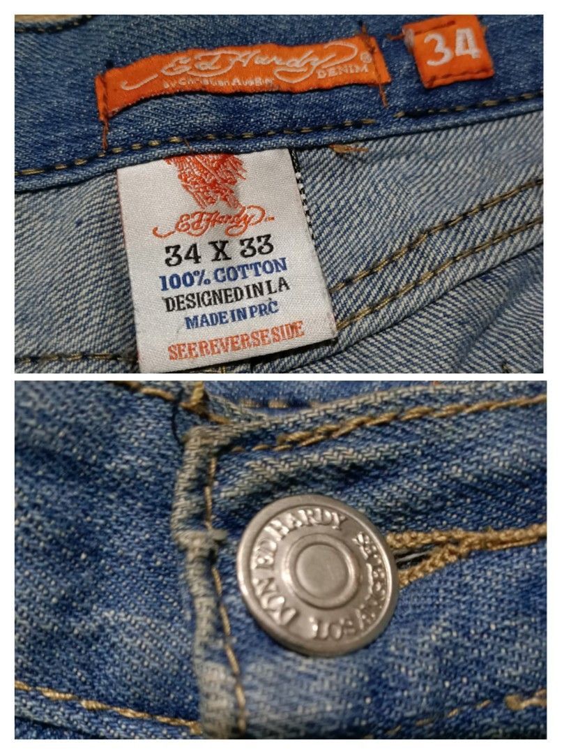 Ed Hardy × Vintage 2000s Ed Hardy Patchwork Embroidered Jeans — Grail Era Piece Size US 32 / EU 48 - 10 Thumbnail