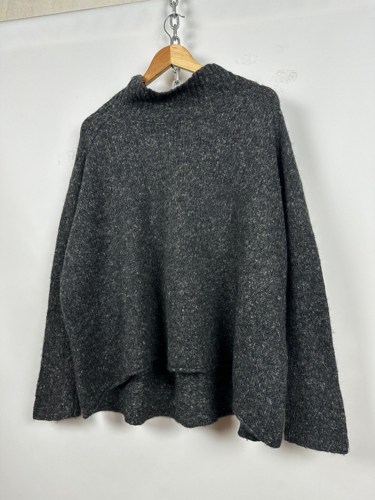 Rundholz Rundholz Wool/Alpaca/Linen Gray Oversized High Neck Sweater Size M / US 6-8 / IT 42-44 - 3 Thumbnail