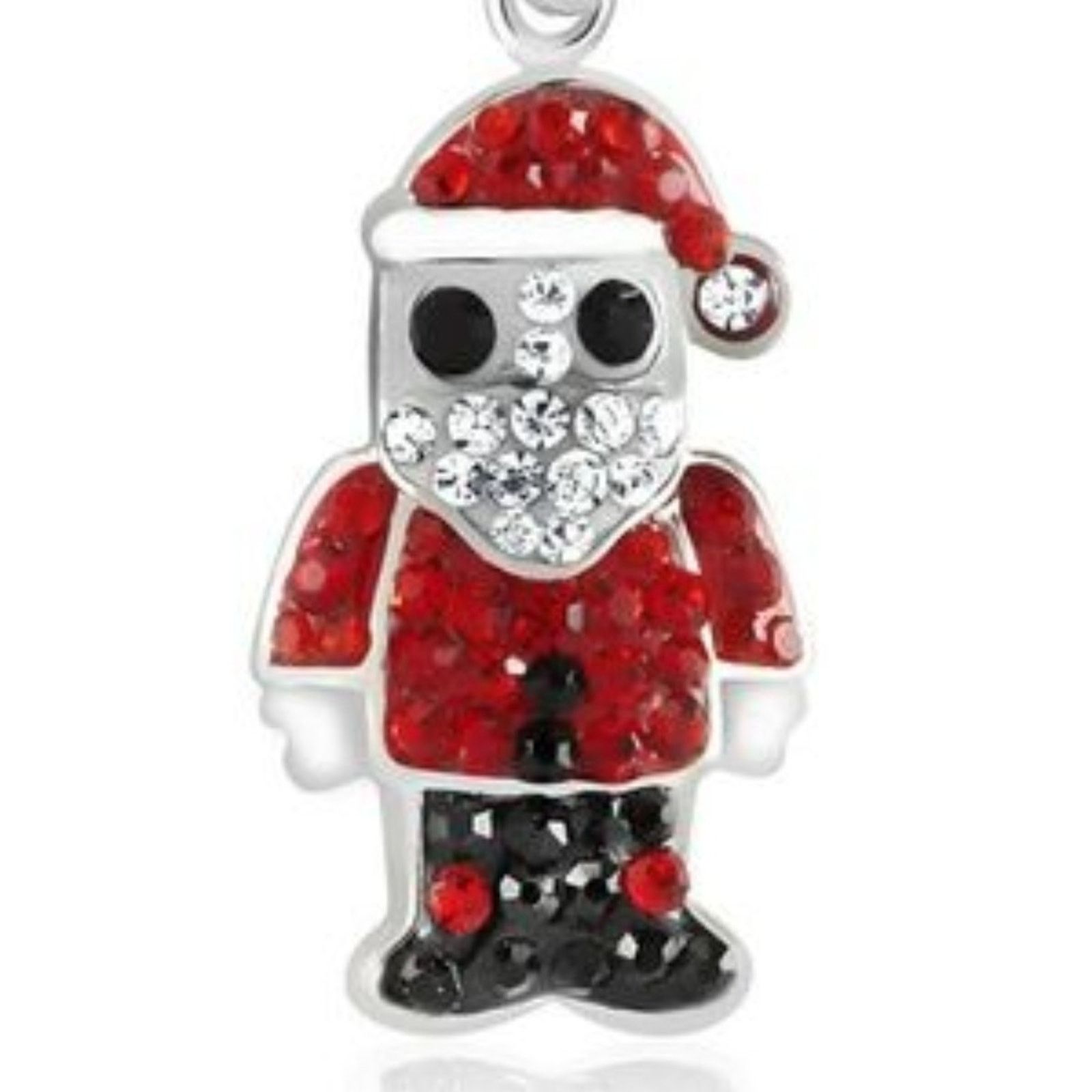 Other Stocking Stuffer White Gold Plated Crystal Santa Necklace Size ONE SIZE - 2 Thumbnail