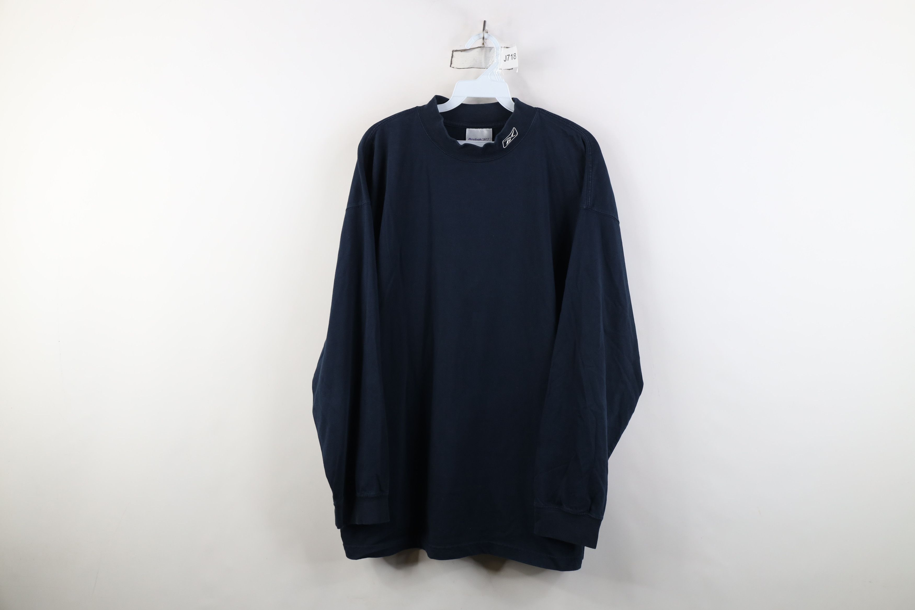 Reebok Vintage Y2K Reebok Logo Mock Neck Long Sleeve T-Shirt Blue Size US XL / EU 56 / 4 - 1 Thumbnail