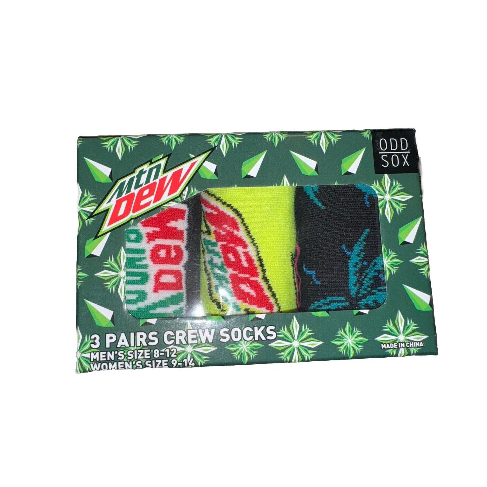 The Unbranded Brand Mountain Dew Odd Sox 3 Pack Crew Socks Men’s 8-12/Women 9-14 Size ONE SIZE - 2 Thumbnail