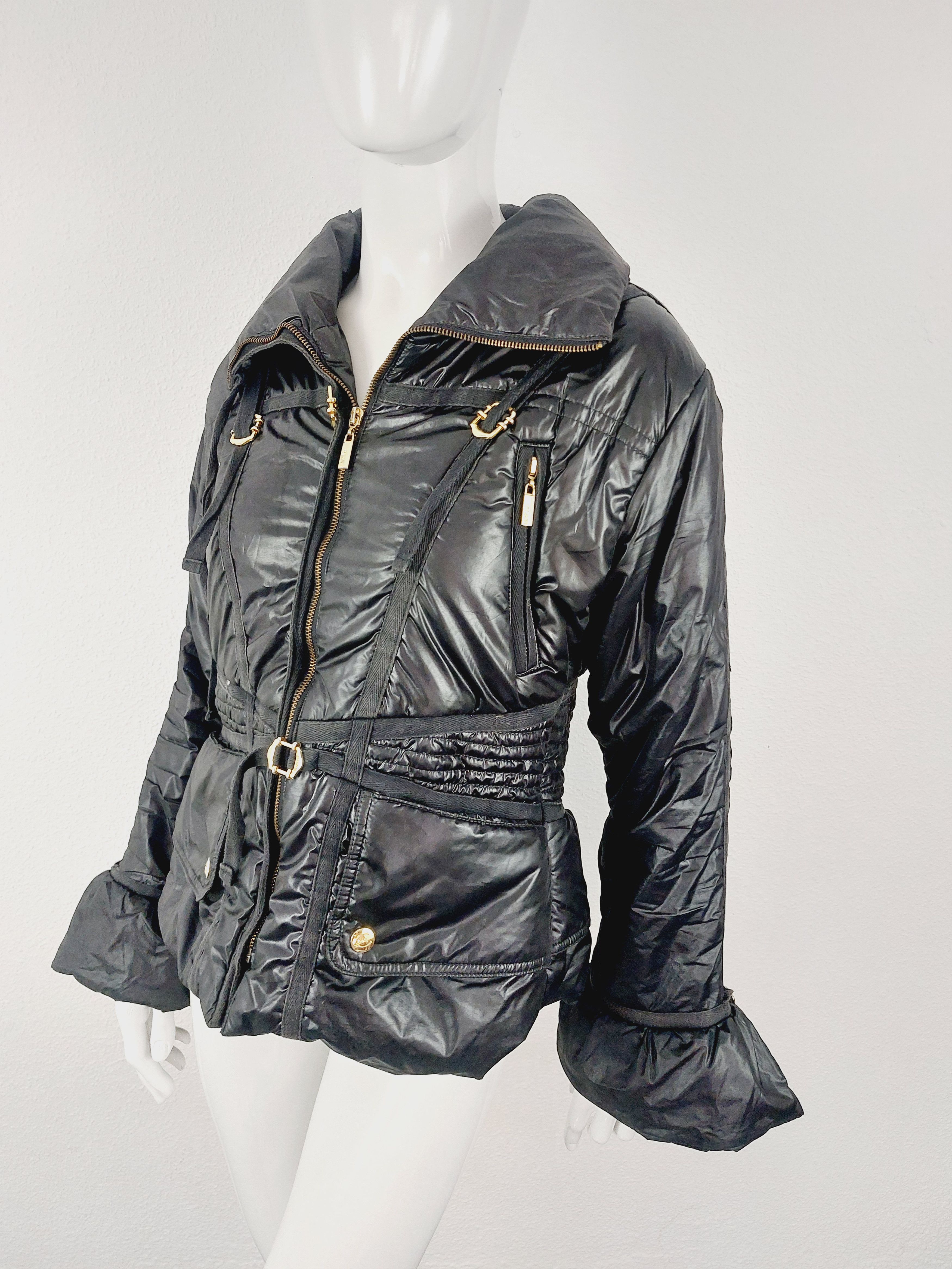 Roberto Cavalli Roberto Cavalli Black Bondage Strap BDSM Puffer Coat Size US S / EU 44-46 / 1 - 7 Thumbnail