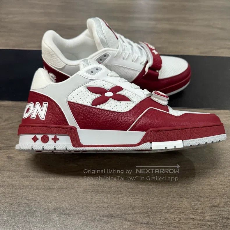 Louis Vuitton Louis Vuitton Trainer White and Red Velcro shoes Size US 9 / EU 42 - 5 Thumbnail