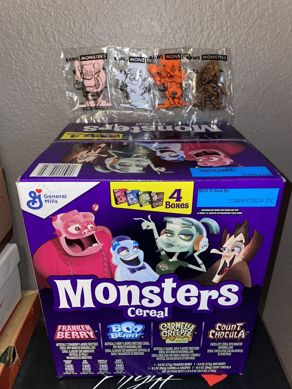 Kaws 4 KAWS MONSTERS FIGURES WITH 4 MONSTERS CEREAL BOXES Grailed