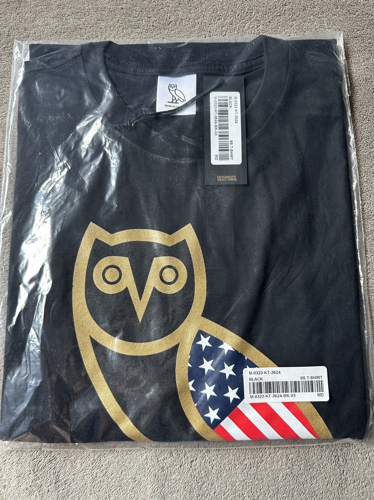 OVO USA AMERICAN FLAG OG OWL T-SHIRT TEE BRAND NEW with tags