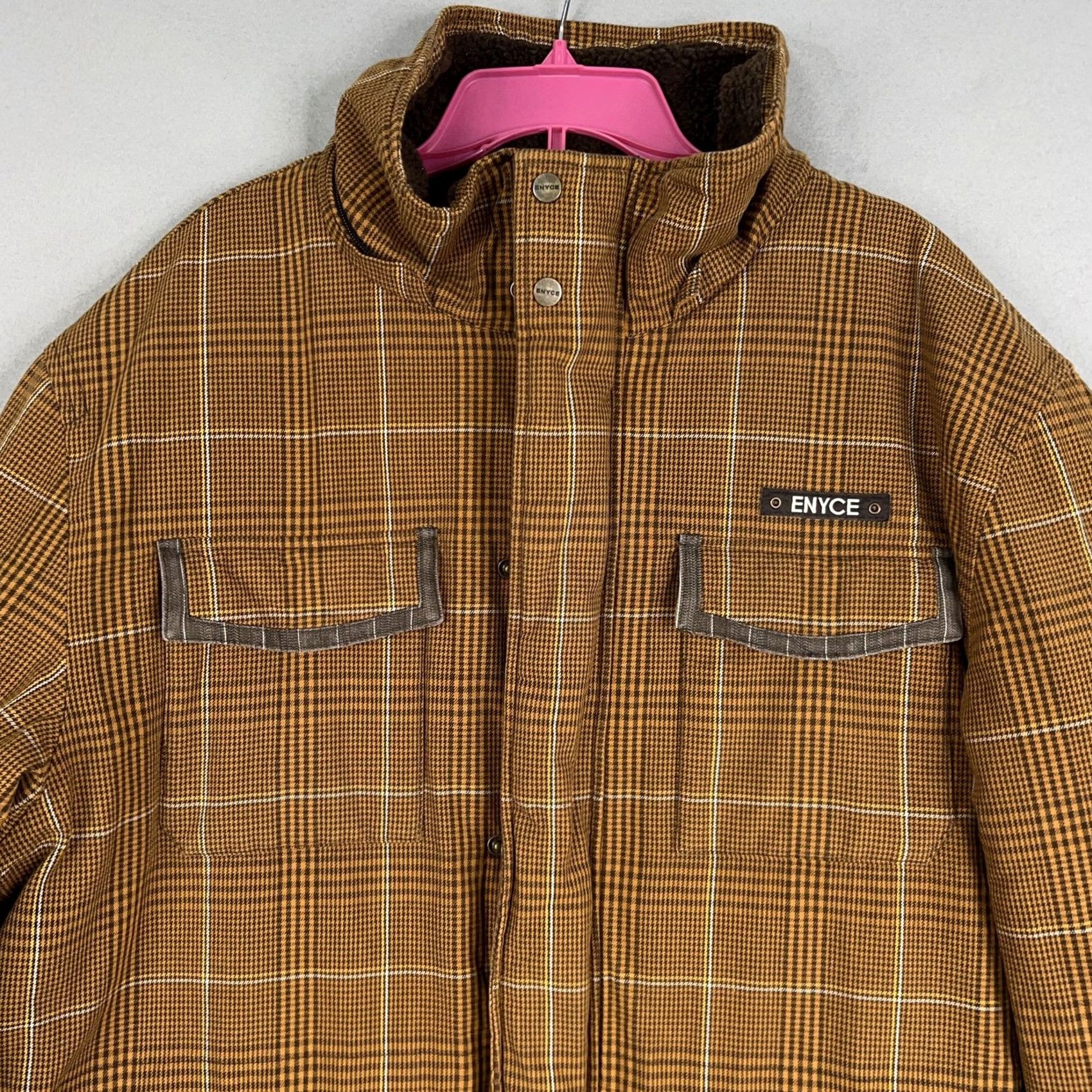 Enyce Enyce Jacket Mens 2XL Brown Plaid Sherpa Lined Winter Parka Coat Hip Hop Y2K Jacket Size US XXL / EU 58 / 5 - 2 Thumbnail