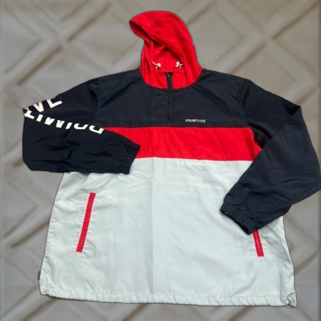 Primitive Skateboarding Anorak Windbreaker Hoodie Jacket Mens Large Multicolor Colorblock