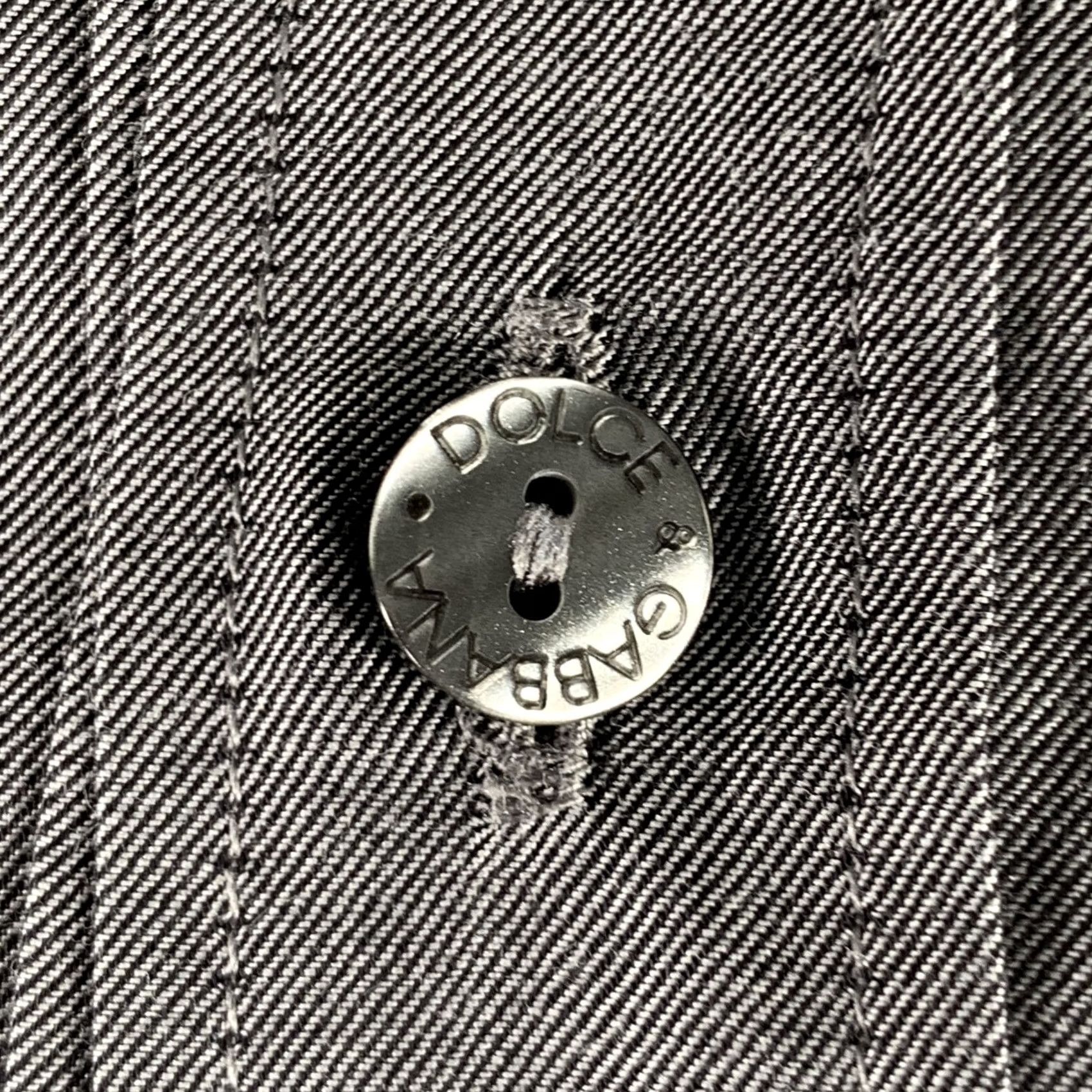 Dolce & Gabbana DOLCE & GABBANA Shirt M Grey Cotton Long Sleeve Button Up Size US M / EU 48-50 / 2 - 2 Thumbnail