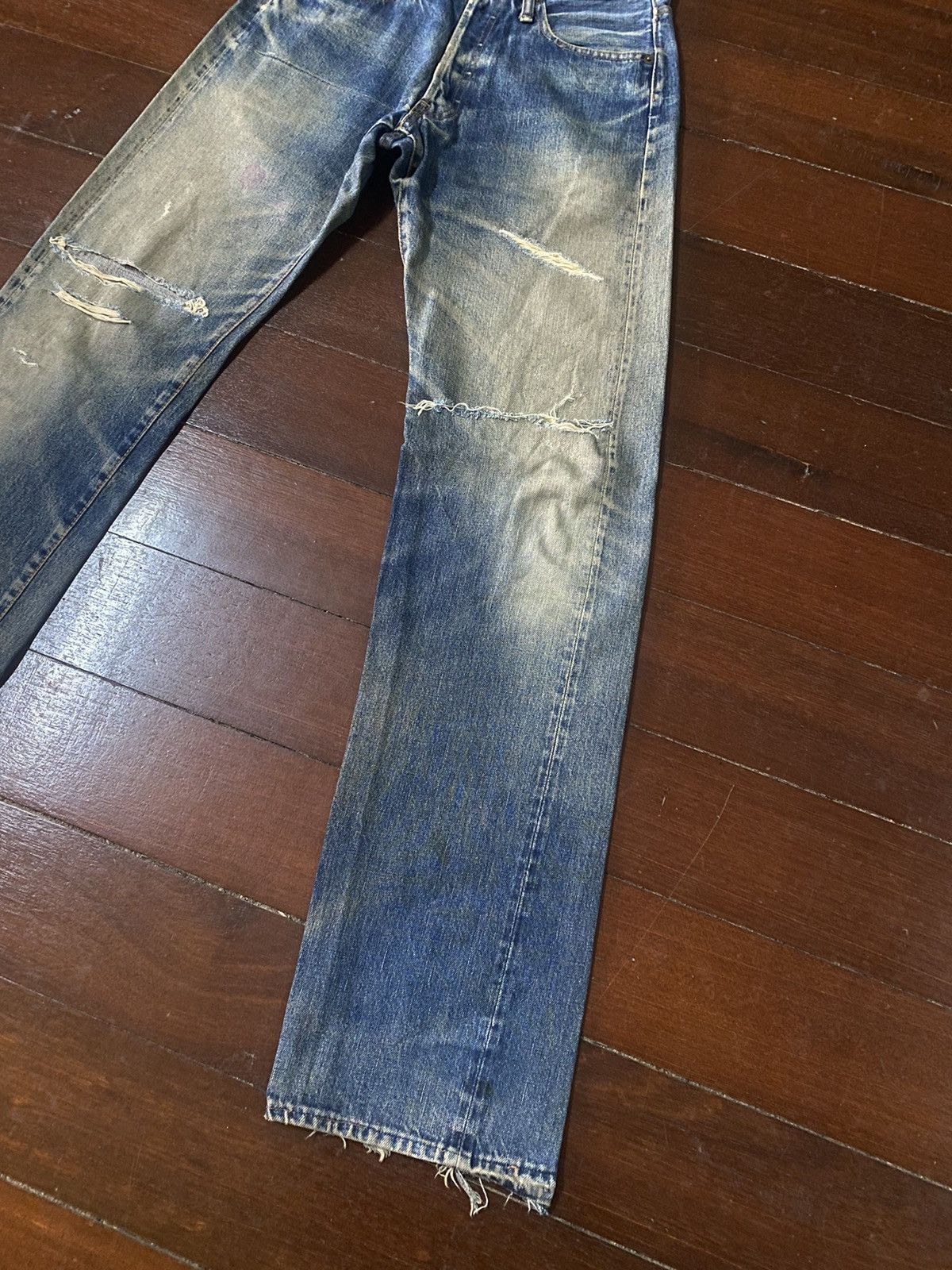 Denime Vintage denime Distress Mud wash Denim Selvedge Jeans Size US 29 - 4 Thumbnail