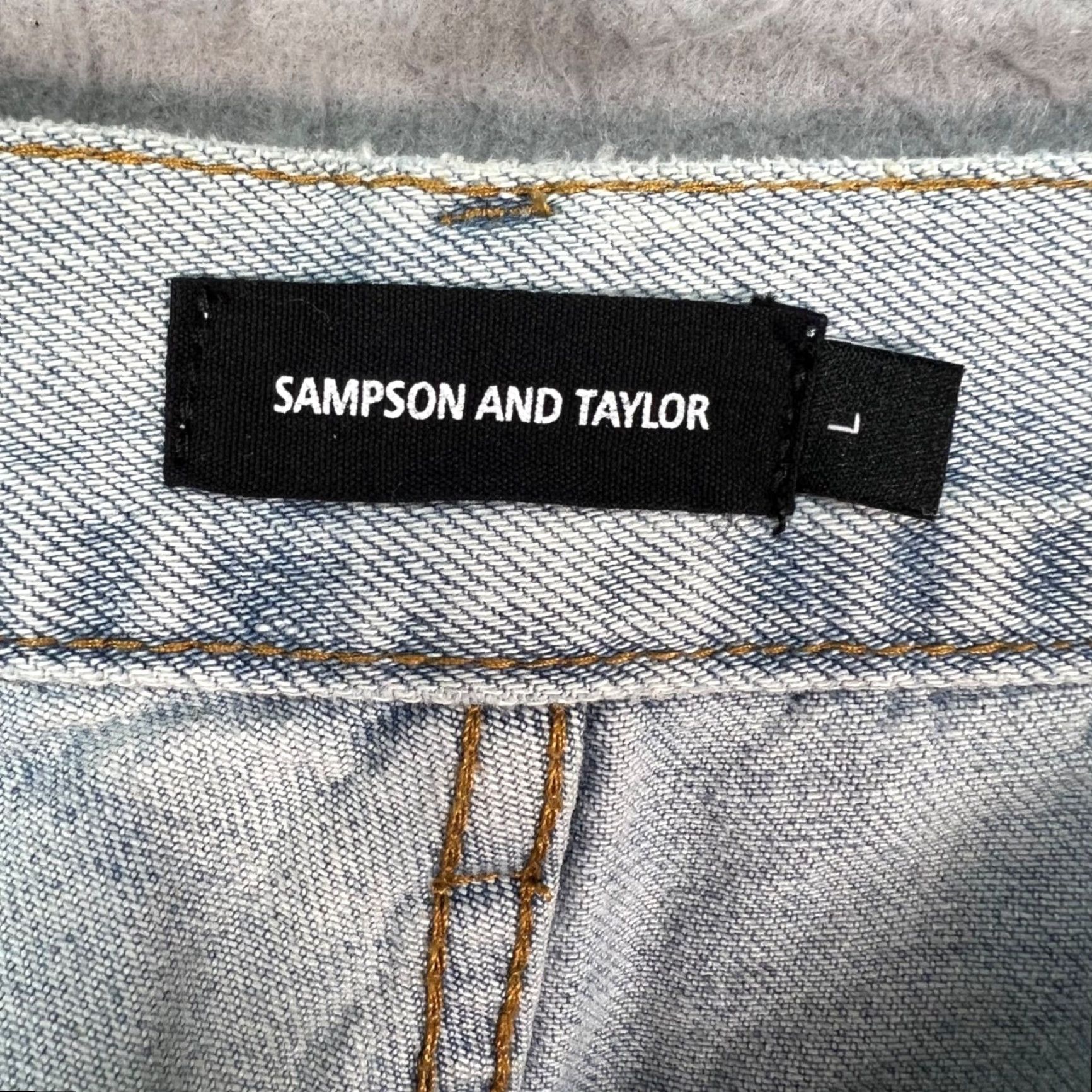 Vintage Sampson And Taylor Mens Large Blue Light Wash Denim Jeans 100% Cotton Jeans Size US 33 - 3 Thumbnail