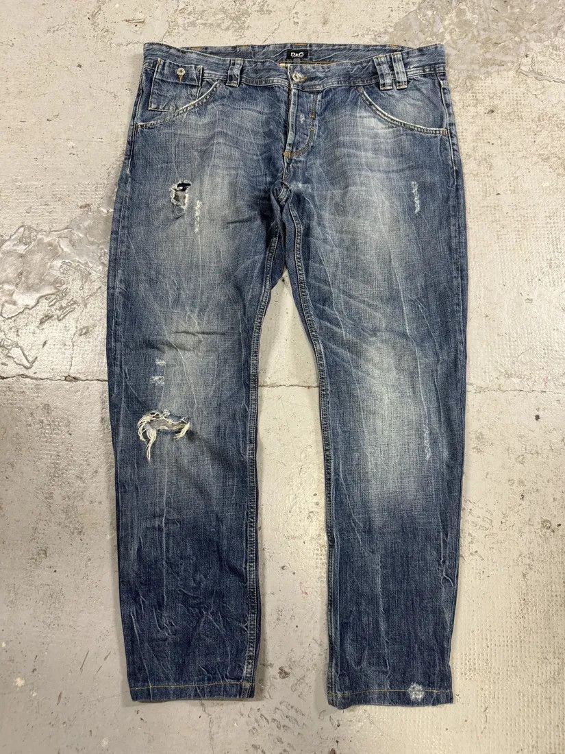 Designer × Dolce & Gabbana × Vintage 2000s Dolce & Gabbana Blue Faded Denim Jeans Size US 38 / EU 54 - 1 Thumbnail