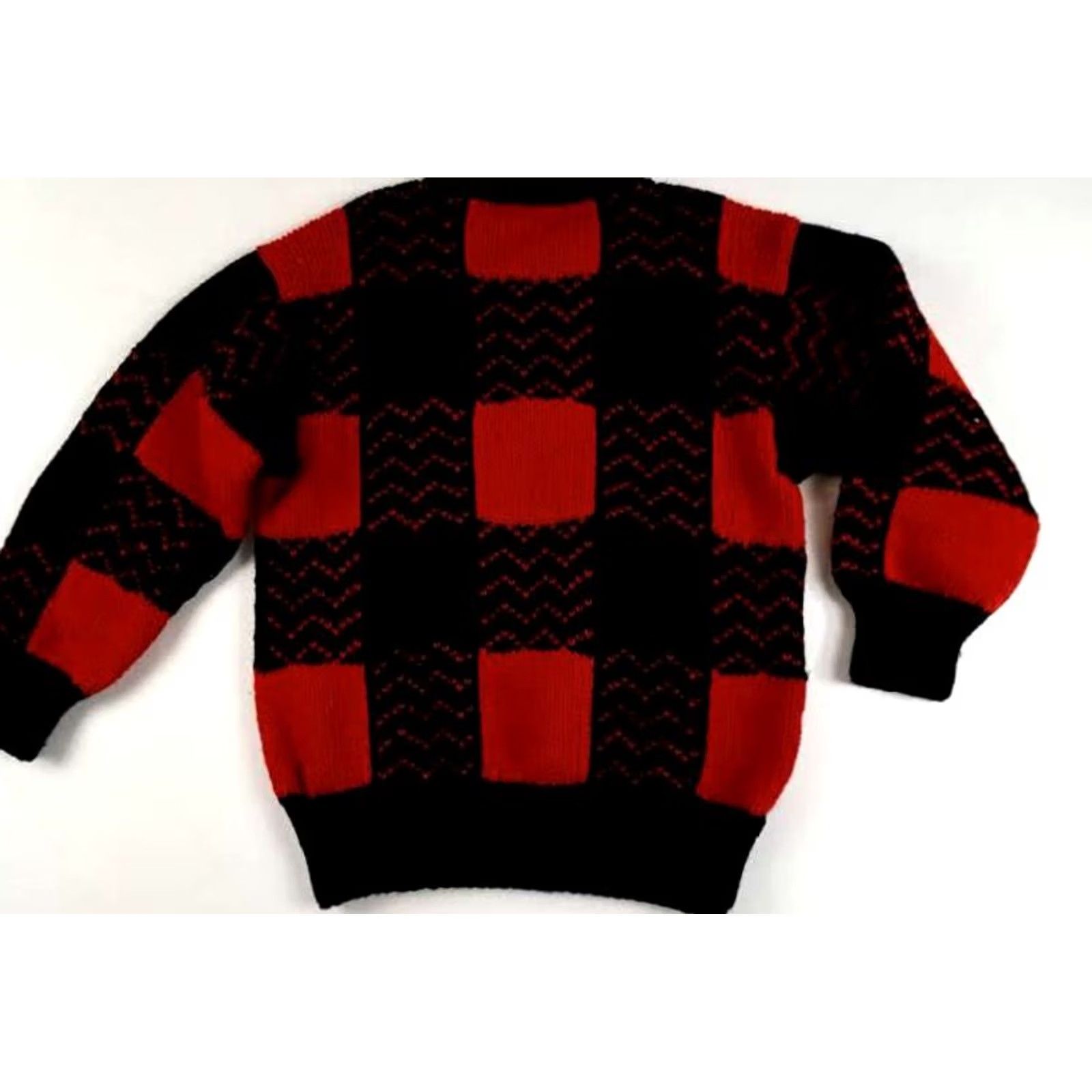 Vintage Sheep Wool Peru Red&Black Buffalo Plaid Sweater Medium Men Size US M / EU 48-50 / 2 - 5 Thumbnail