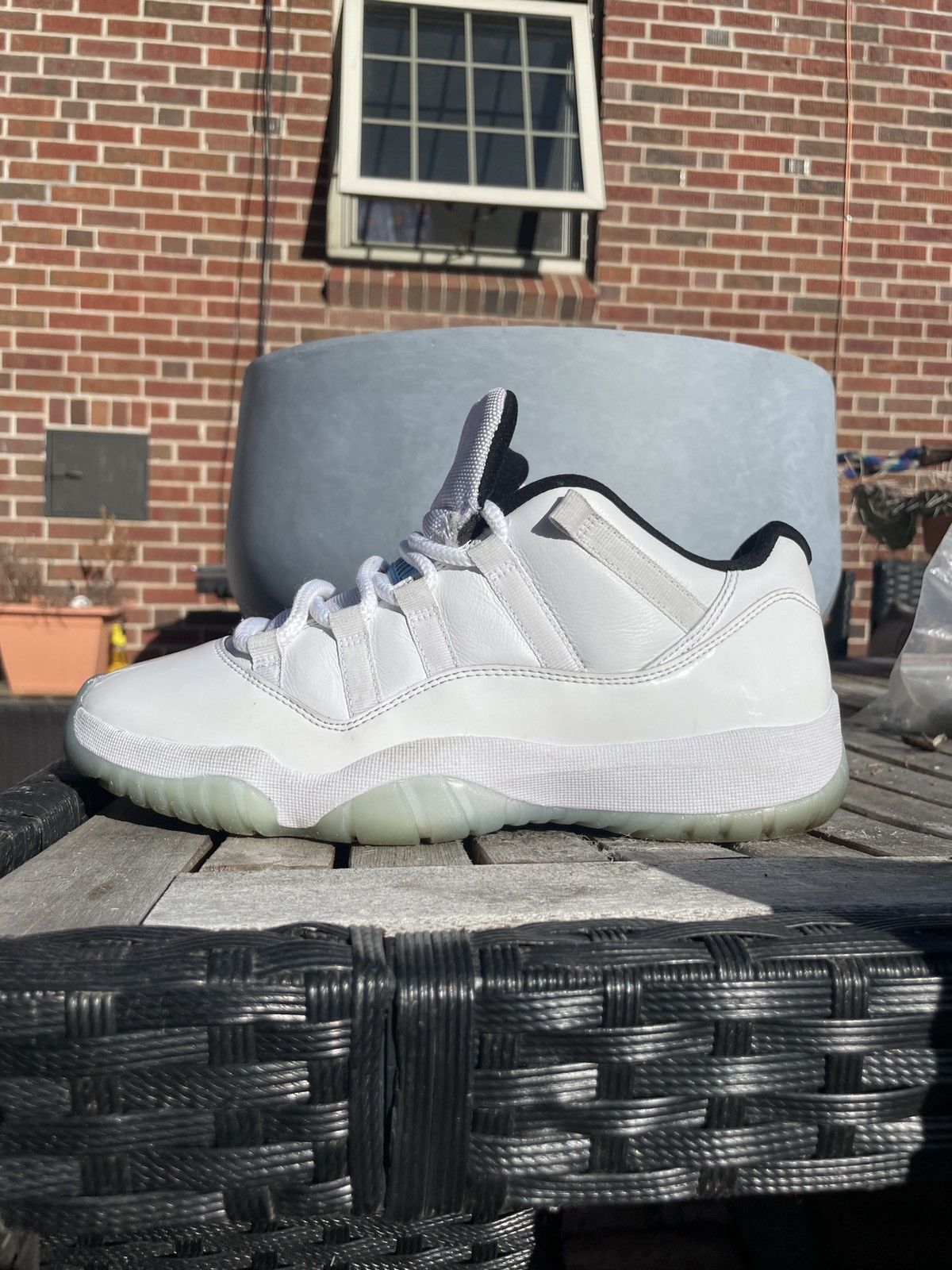 image of Jordan Nike Jordan 11 Legend Blue Low Shoes in White/Blue, Men's (Size 9)