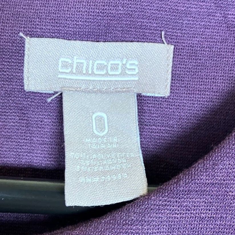 Vintage Chico's Womens Dress Black Purple Paneled Midi 3/4 Flare Sleeve Stretch 0 (S) Size S / US 4 / IT 40 - 6 Thumbnail