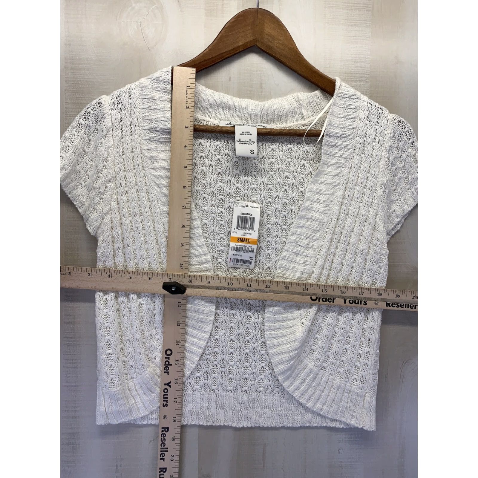 Vintage American Rag Cie Cardigan Womens Ivory Knit Short Sleeve Size S NWT-5519 Size S / US 4 / IT 40 - 5 Thumbnail