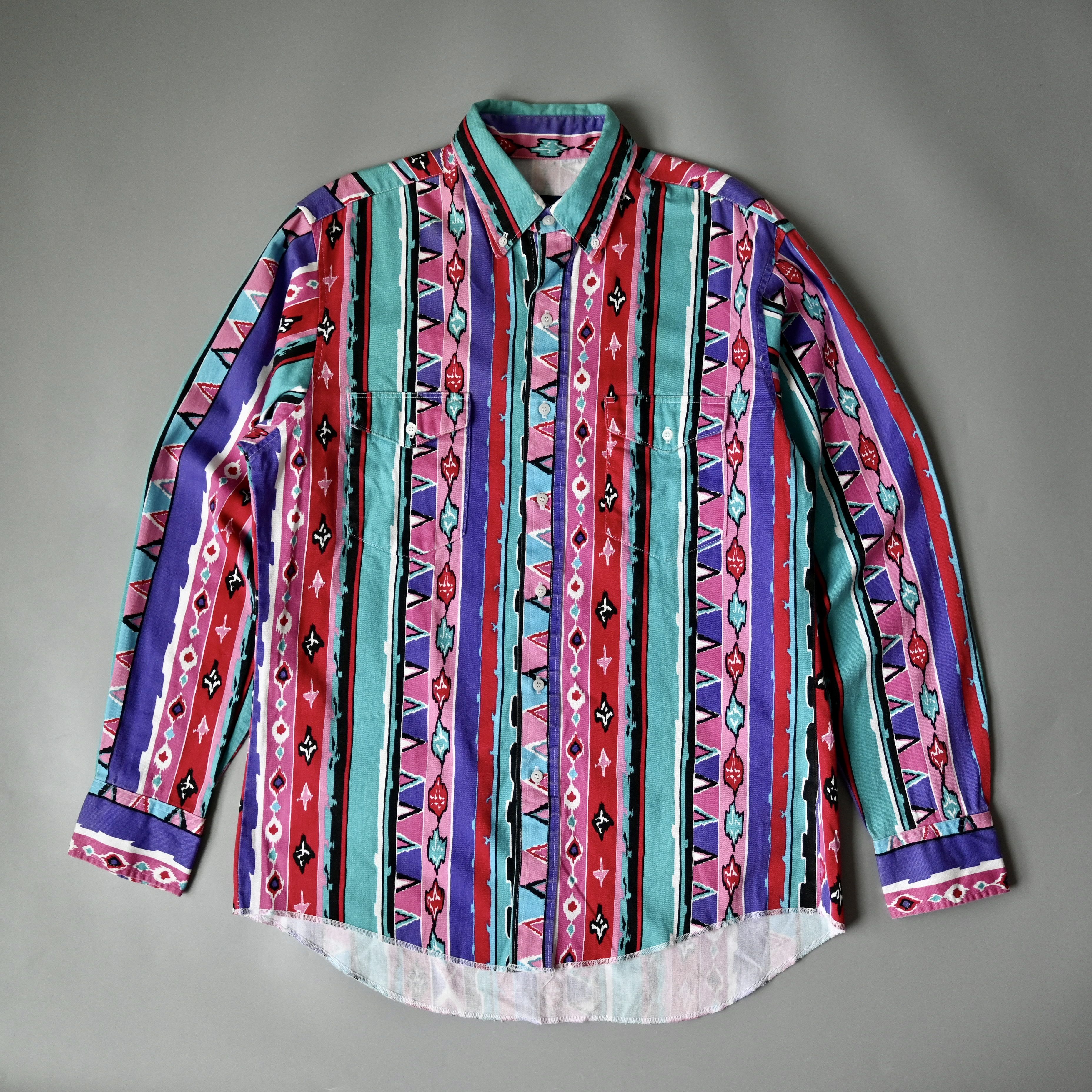 Vintage VTG Wrangler Aztec Navajo multi striped cotton western shirt Size US L / EU 52-54 / 3 - 1 Thumbnail