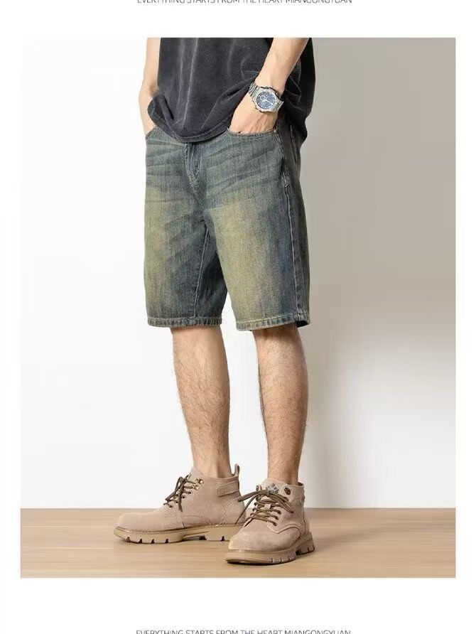 Japanese Brand × Jean Retro washed straight-leg versatile denim shorts Size US 32 / EU 48 - 3 Thumbnail