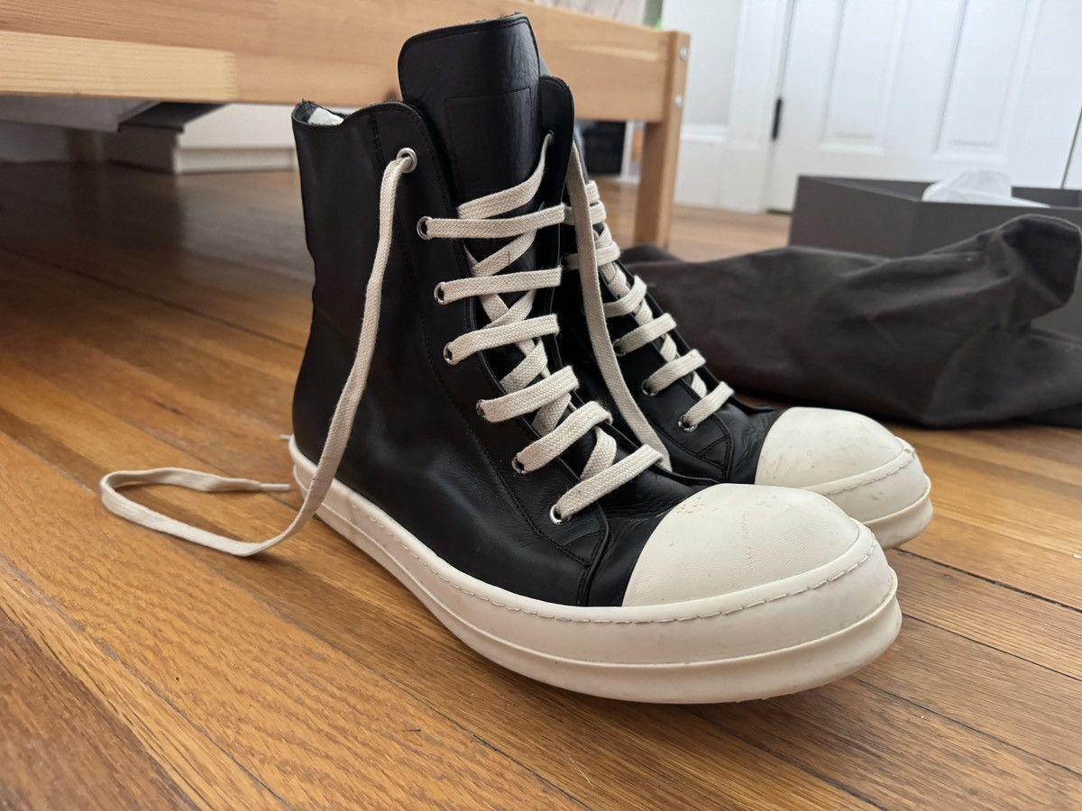 Rick Owens Rick Owen’s OG Black Calfskin High Sneakers Size US 10.5 / EU 43-44 - 3 Thumbnail