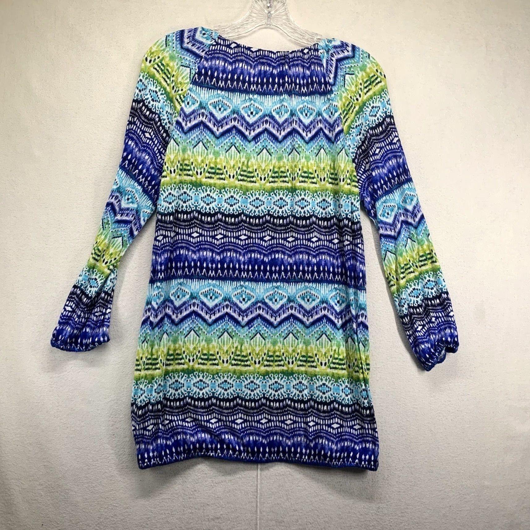 Jones New York Jones New York Sport Women's Blouse Large Multicolor Geometric Casual 3/4 Sleeve Viscose Size L / US 10 / IT 46 - 3 Thumbnail