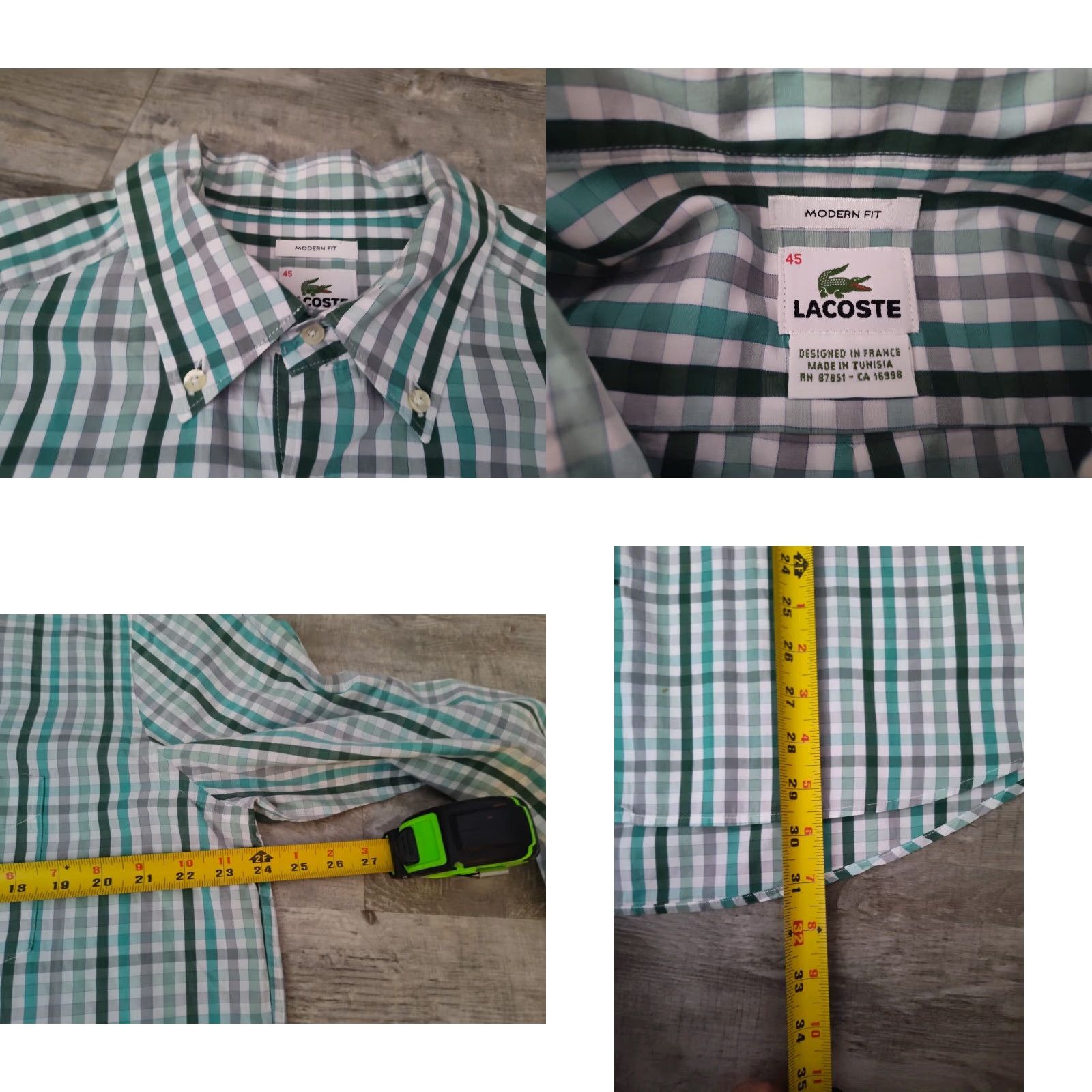 Lacoste VINTAGE? No — Lacoste Modern Fit Button-Down Shirt Mens 45 Green Plaid Long Sleeve Cotton Casual Mens Size 45 Green Plaid Preppy Lacoste Shirt Size US XXL / EU 58 / 5 - 8 Thumbnail