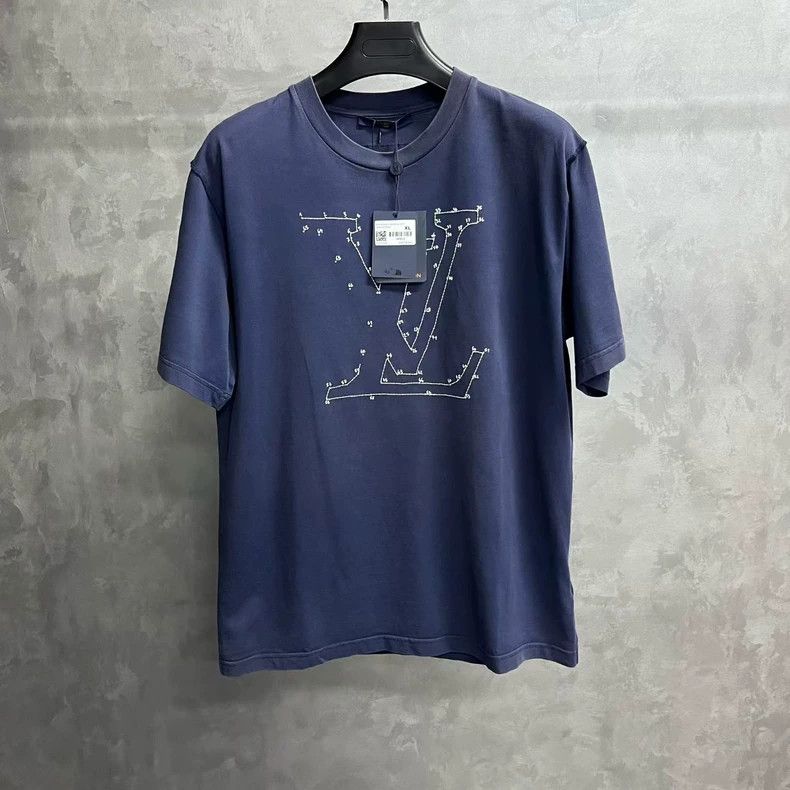 Louis Vuitton Louis Vuitton Blue Stitch Printed Embroidered Short Sleeve Size US XL / EU 56 / 4 - 1 Thumbnail