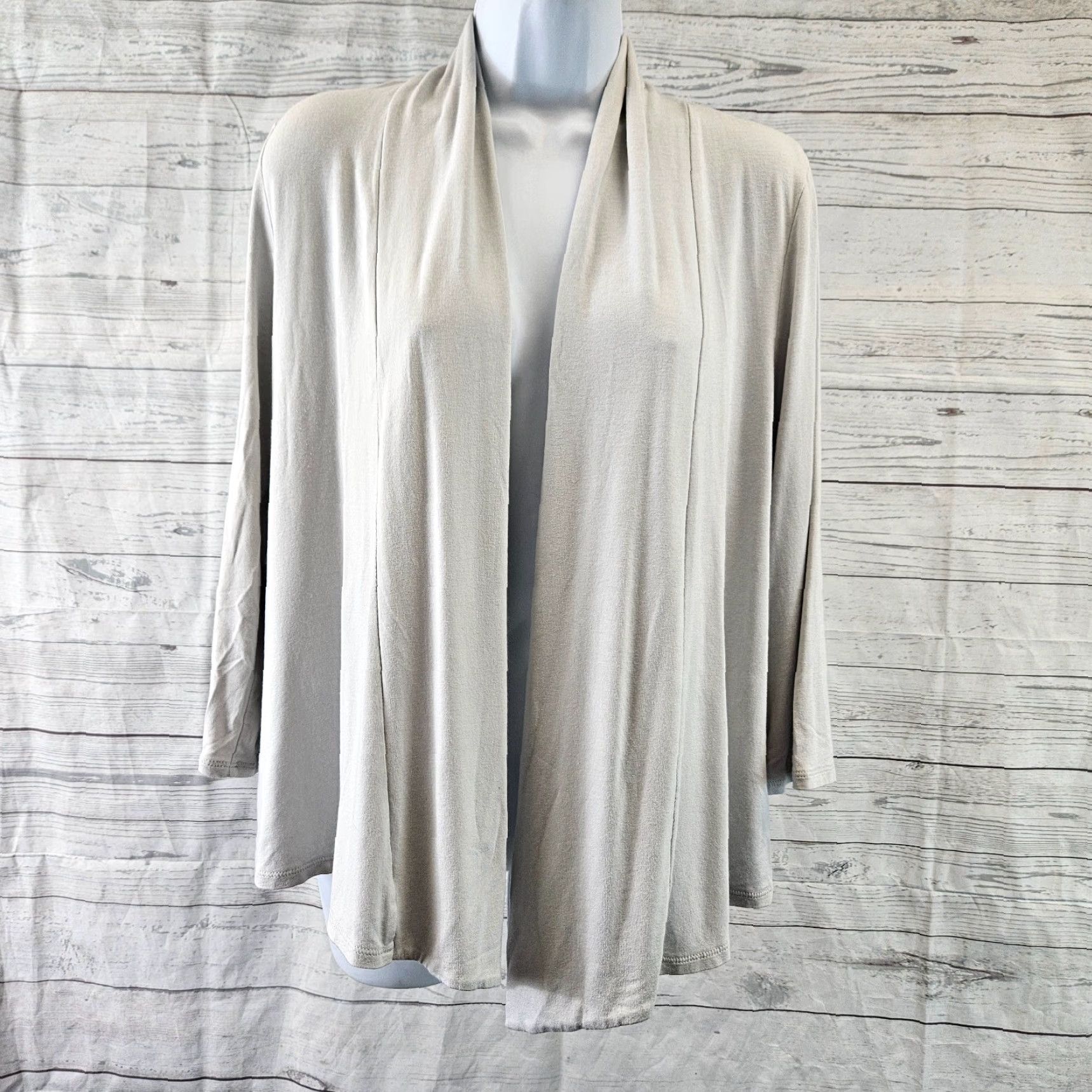 J. Jill J. Jill Cardigan Women Small Gray 3/4 Sleeve Open Front Rayon Blend Sweater Size S / US 4 / IT 40 - 2 Thumbnail