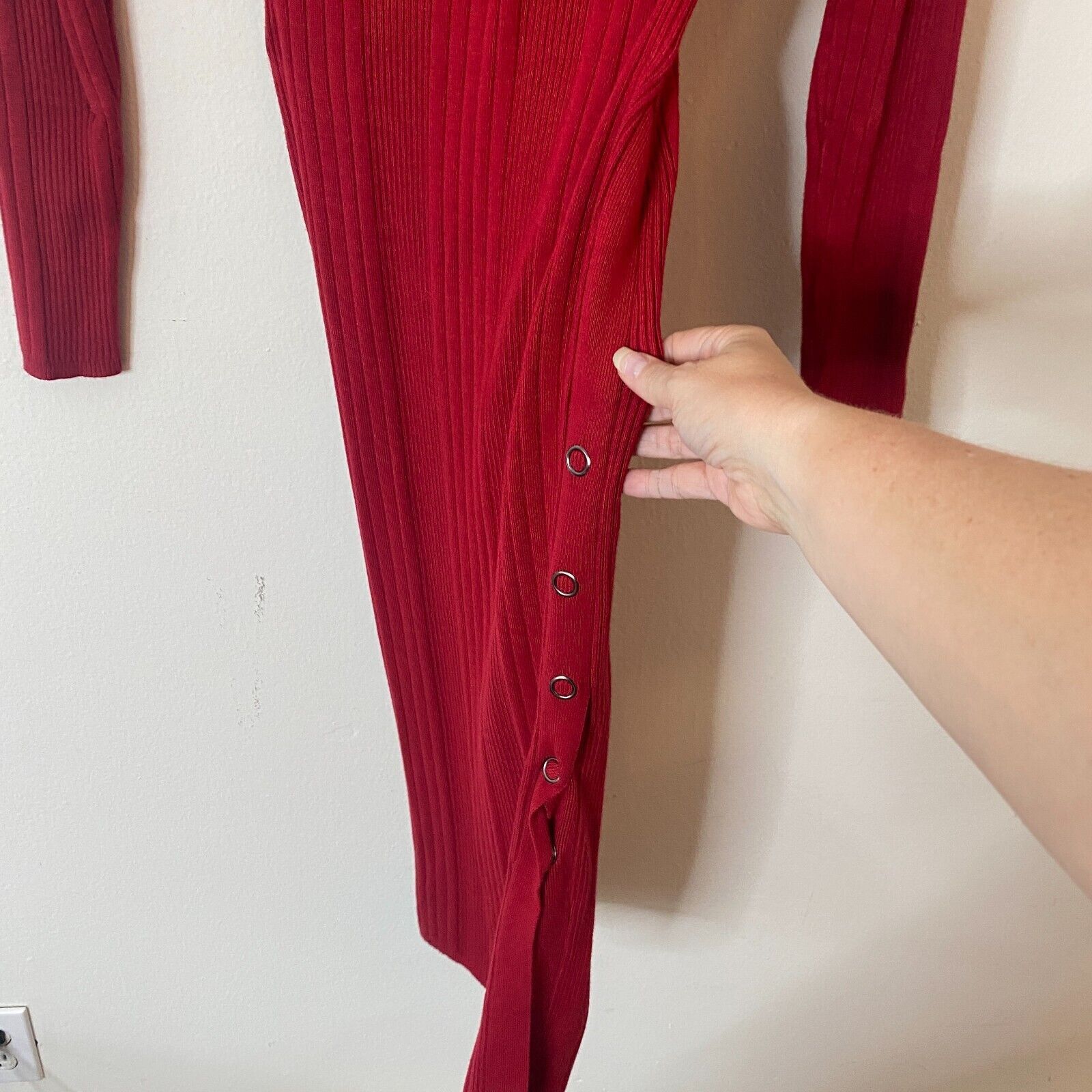 Guess Guess Red Asymmetric Turtle Neck Sweater Dress Side Button Size XS / US 0-2 / IT 36-38 - 8 Thumbnail