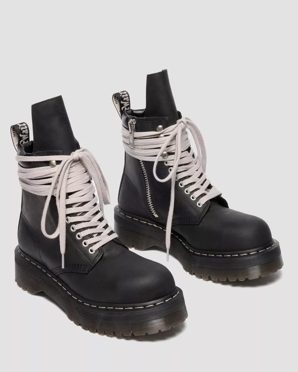 Dr. Martens × Rick Owens STEEL TOE QUAD Wraparound Lace Leather Platform Boots Size US 12 / EU 45 - 9 Thumbnail