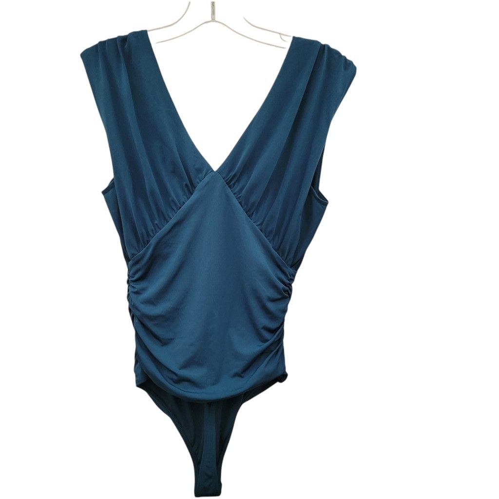 Express NWT Express Body Contour Teal Empire V-Neck Thong Bodysuit Size S / US 4 / IT 40 - 3 Thumbnail