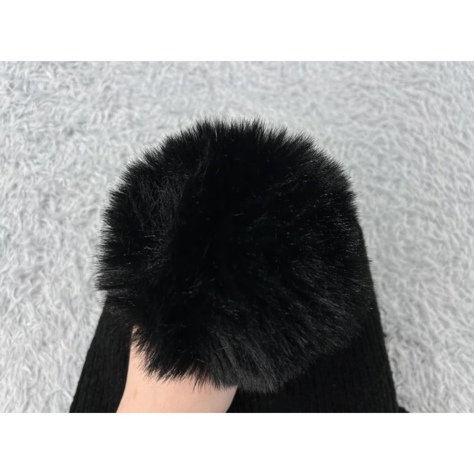 Steve Madden Steve Madden Beanie Toque Hat Womens One Size Black Knit Acrylic Blend Stretch Pom Size ONE SIZE - 4 Thumbnail