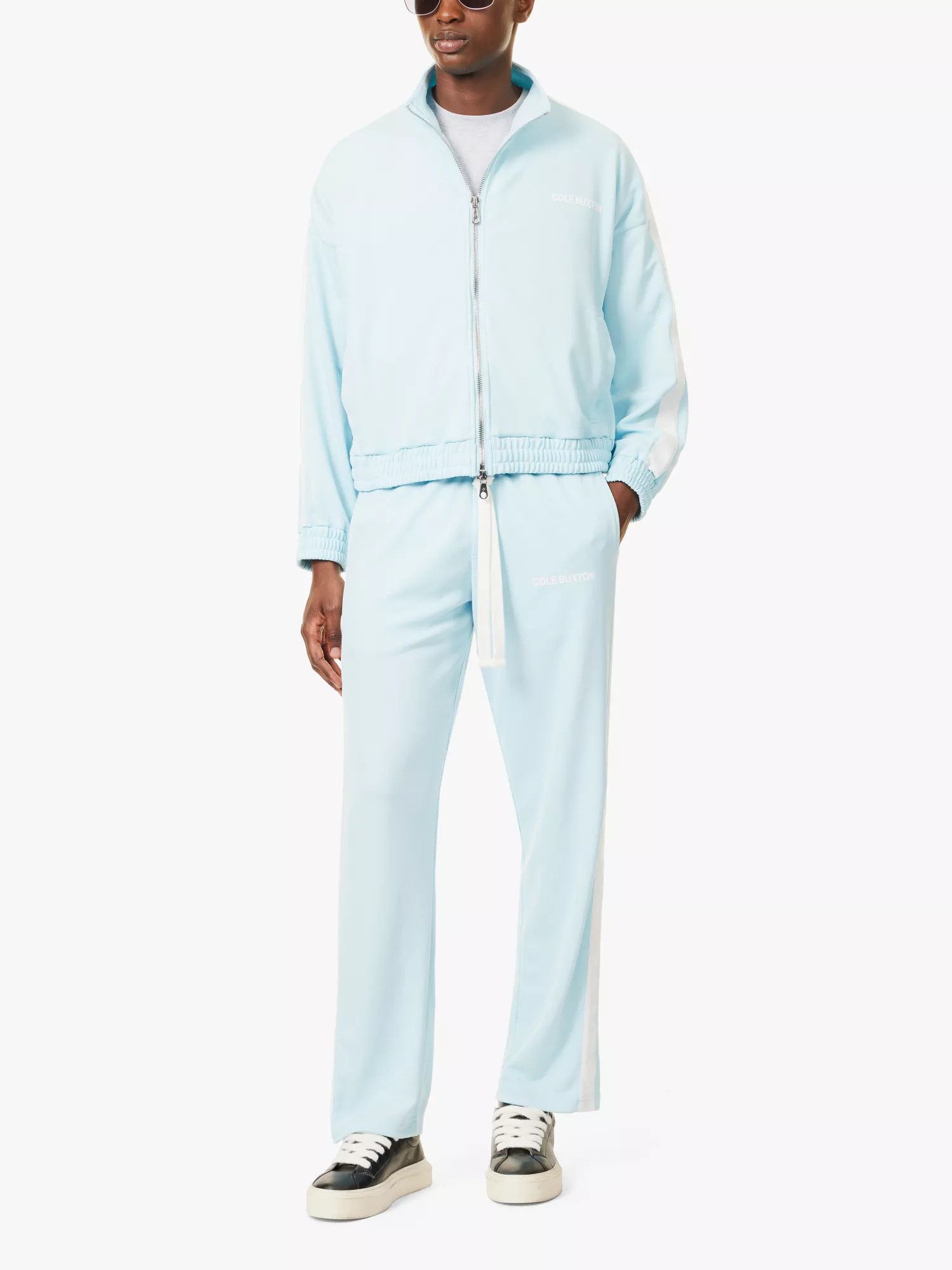 Cole Buxton Light Blue Tape Logo Track Pants Size US 32 / EU 48 - 4 Thumbnail