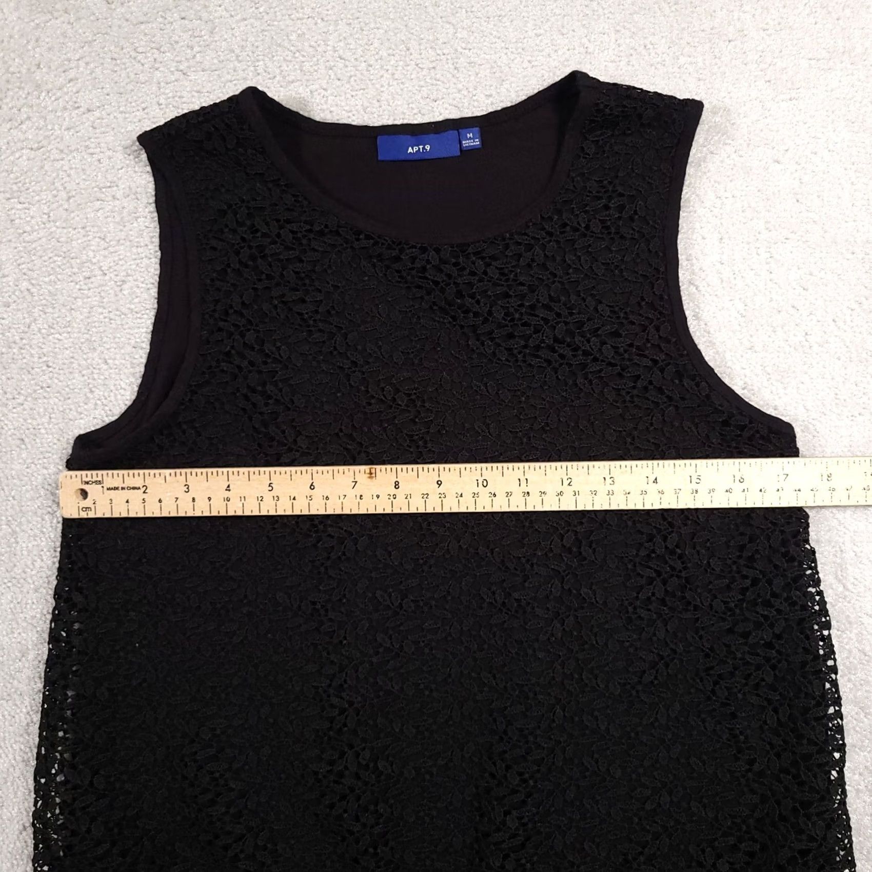 Apt. 9 VINTAGE Apt 9 Shirt Women's Medium Black Crochet Sleeveless Tank Round Hem Size M / US 6-8 / IT 42-44 - 6 Thumbnail