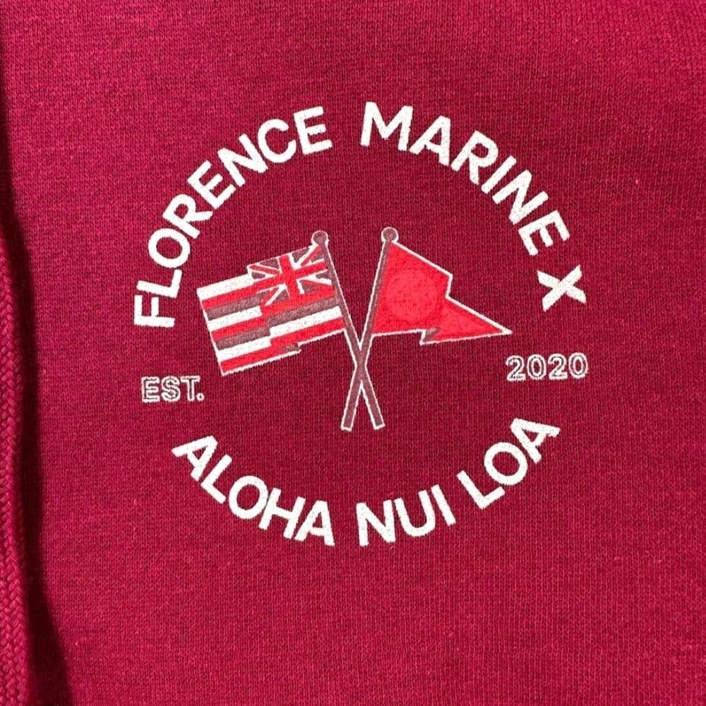 Vintage Florence Marine X Nui Loa Hoodie Maroon Red Organic Cotton Mens Small Surf Outdoors Pullover Hoodie Mens S Red Size US S / EU 44-46 / 1 - 3 Thumbnail