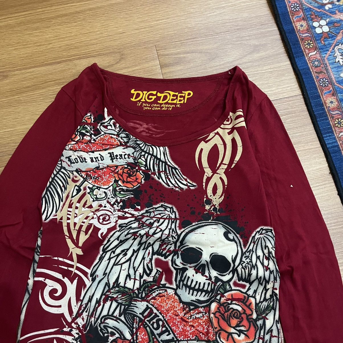Japanese Brand Dig Deep Longsleeve punk skull - y2k style Size US S / EU 44-46 / 1 - 2 Thumbnail