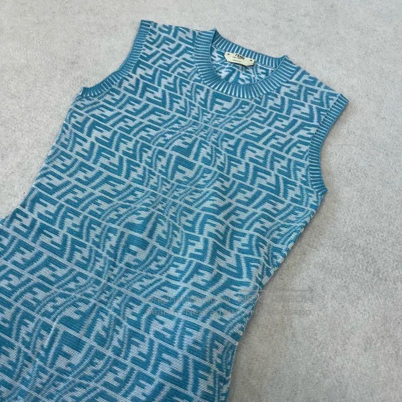 Fendi Fendi Capsule Series Blue Twisted Monogram Sleeveless Knit Size XS / US 0-2 / IT 36-38 - 5 Thumbnail