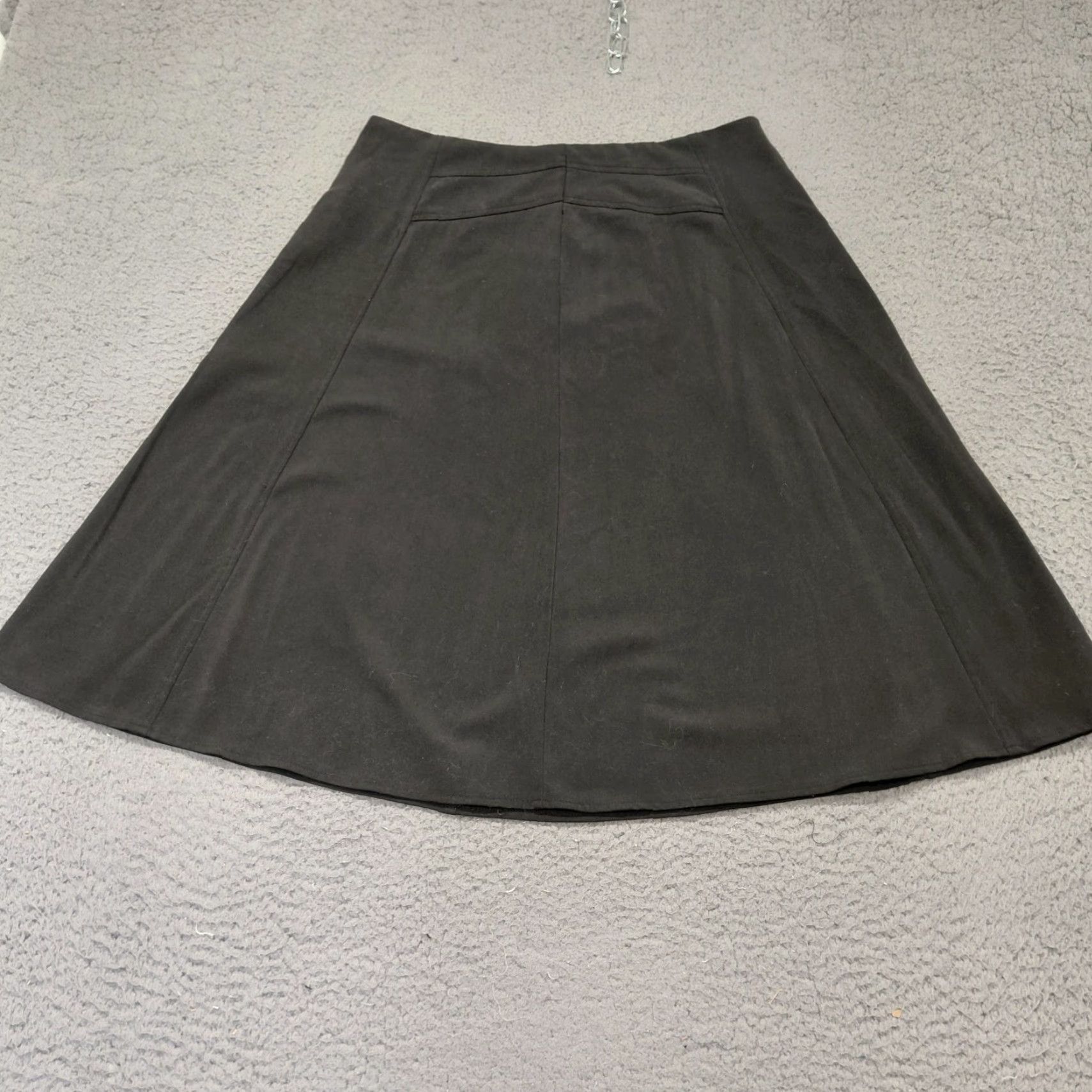Vintage REQ Skirt Women Size 8 Black Flare Zipper Waist Knee Length Basic Classic Midi Flare 90s Womens Size 30" / US 8 / IT 44 - 2 Thumbnail