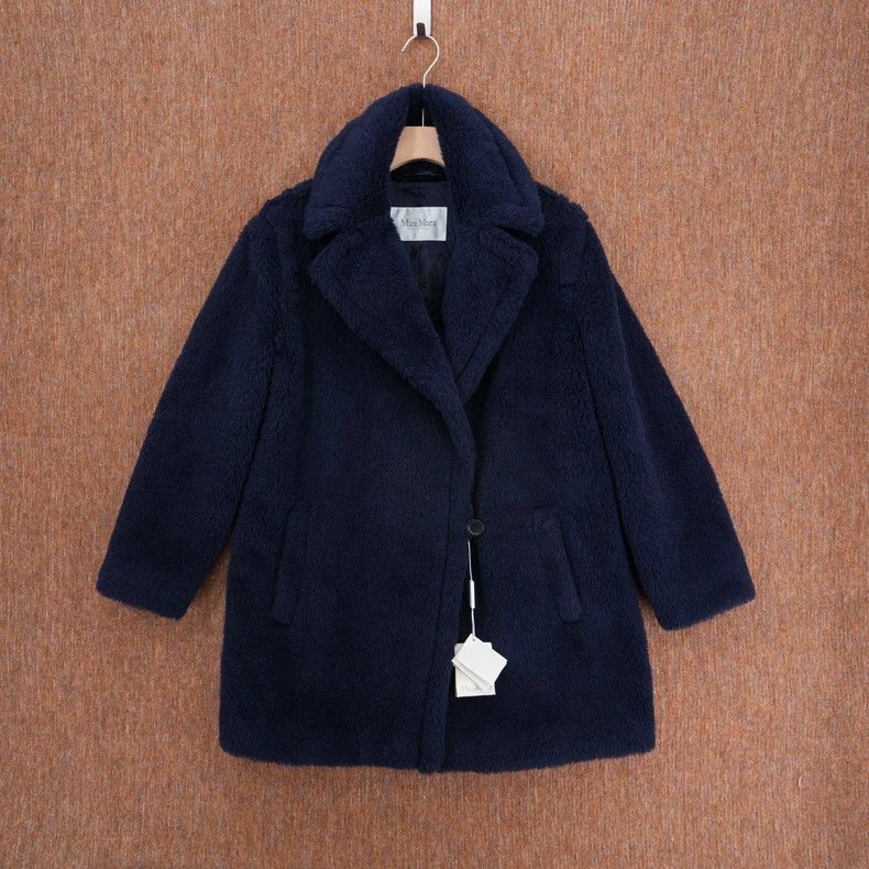 Max Mara Max Mara Navy Midi Teddy Coat Size S / US 4 / IT 40 - 1 Thumbnail