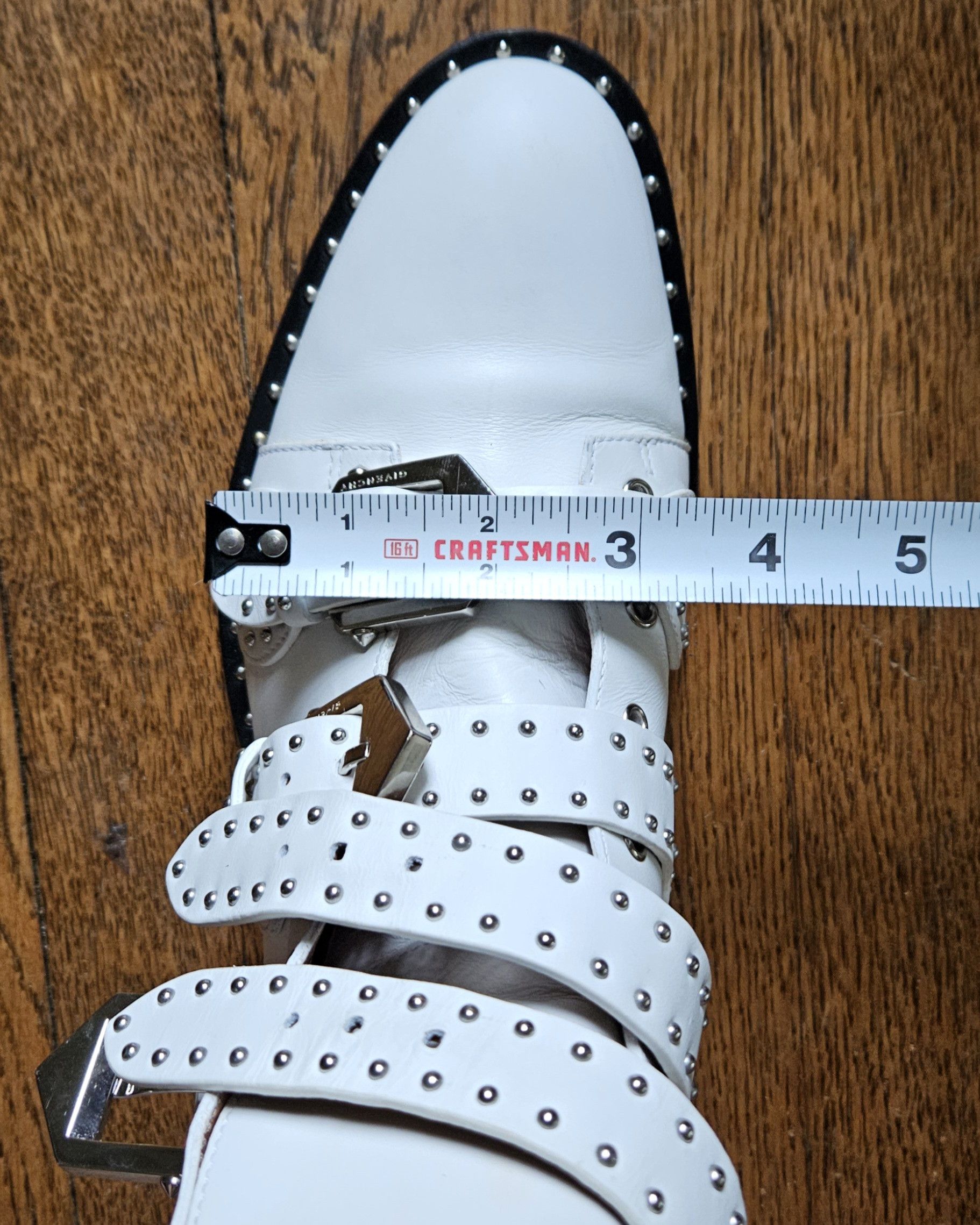 Givenchy Givenchy Silver Studded White Leather Buckle Boots Size US 7 / EU 40 - 10 Thumbnail