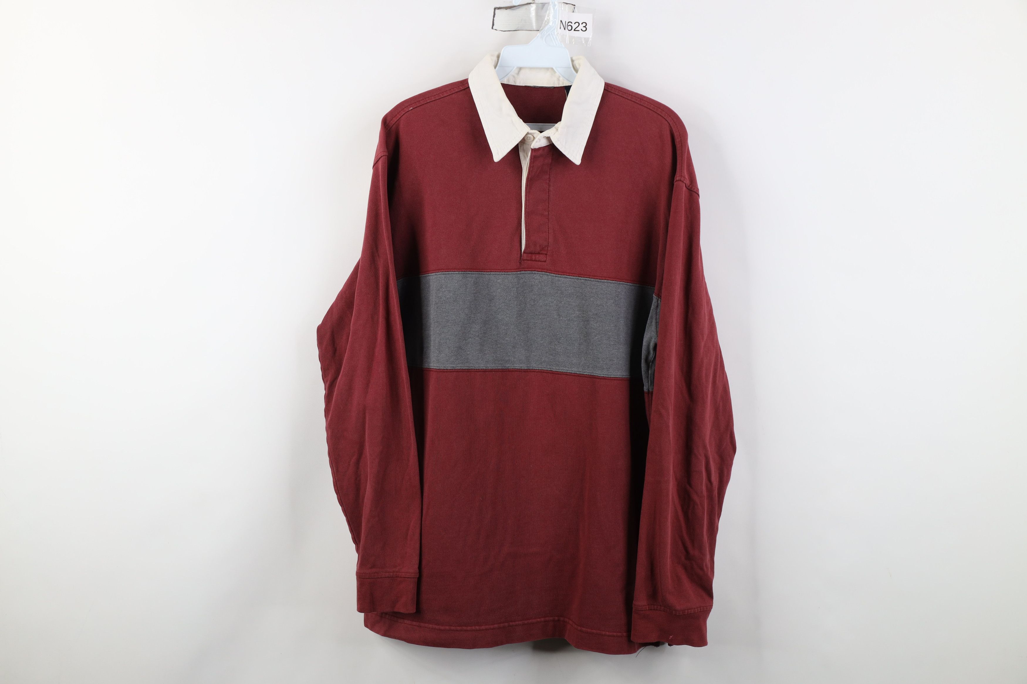 Vintage Vintage 90s Streetwear Block Long Sleeve Rugby Polo Red Size US M / EU 48-50 / 2 - 1 Thumbnail