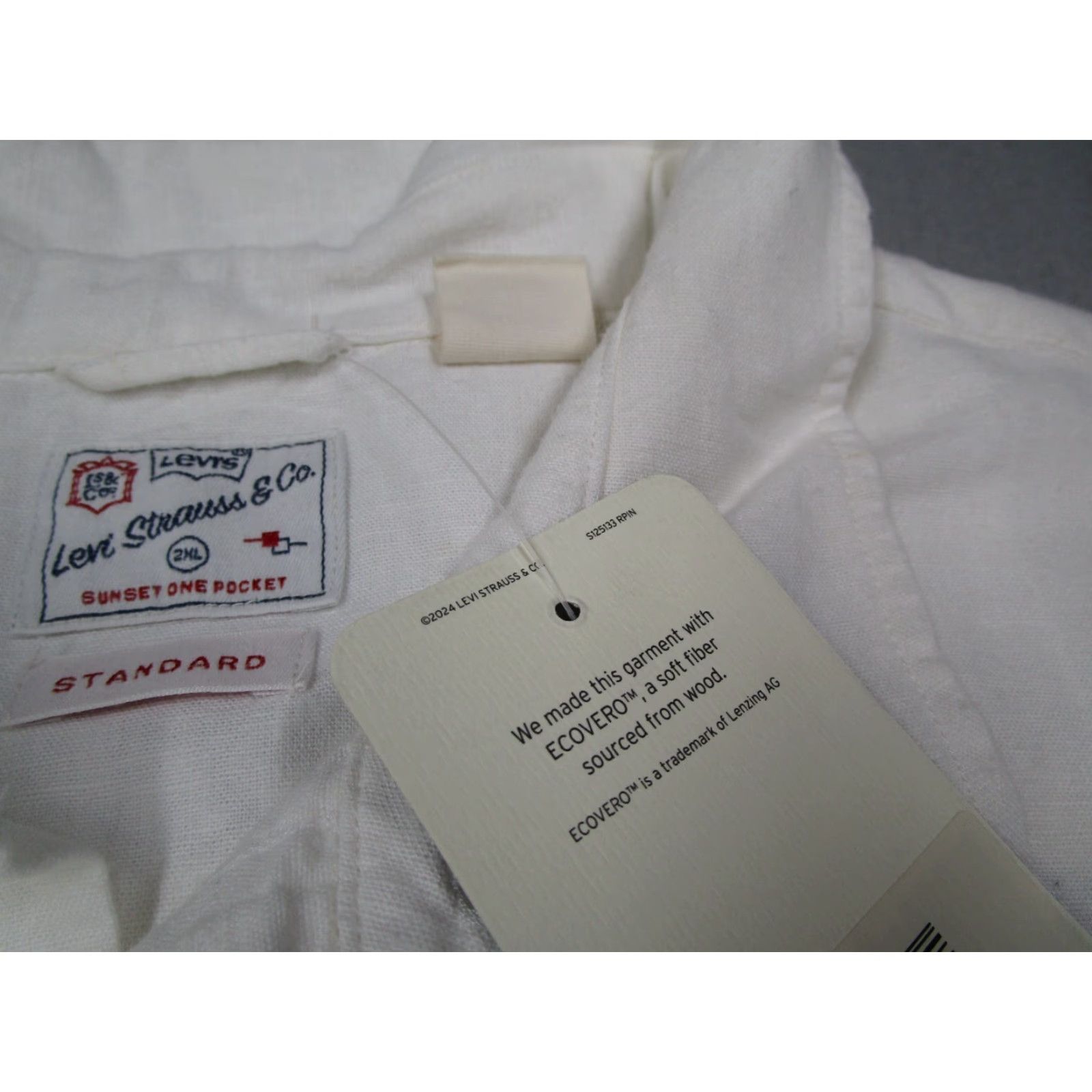 Tommy Bahama Levis Shirt Mens 2XL XXL White Linen Blend Button Up Long Sleeve Size US XXL / EU 58 / 5 - 3 Thumbnail
