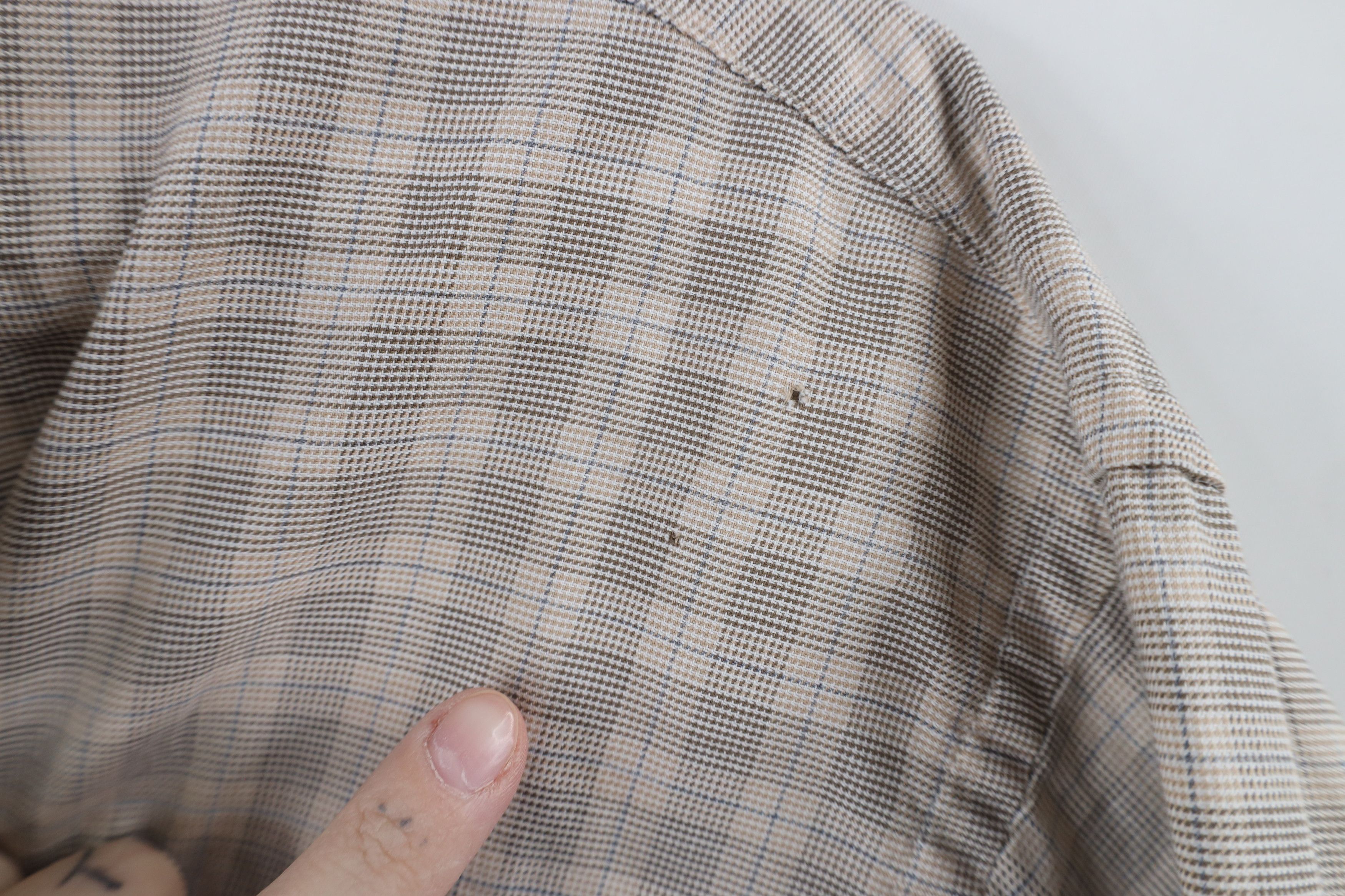 Lands' End × Vintage Vintage 90s Lands End Collared Button Down Shirt Beige Plaid Size US XL / EU 56 / 4 - 4 Thumbnail