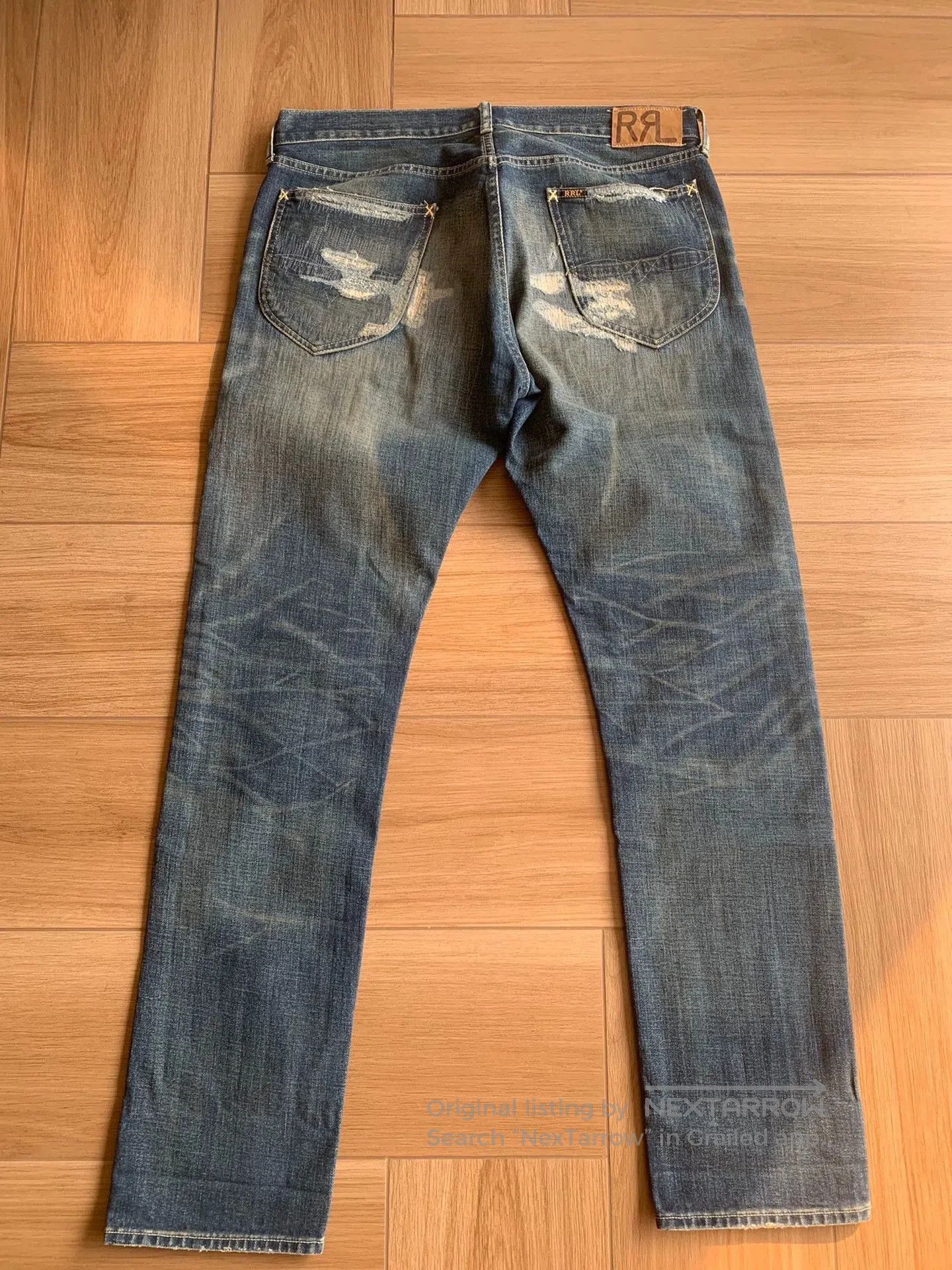 RRL Ralph Lauren Blue Distressed Denim Jeans Size 34. Size US 34 / EU 50 - 2 Thumbnail