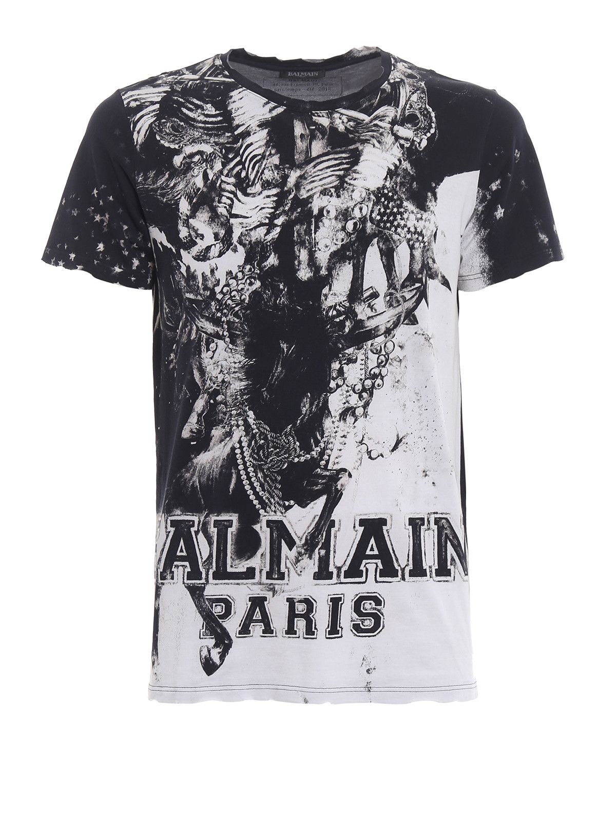 Balmain o1mle0125 Horse Print T-Shirt in Noir & Blanc Size US M / EU 48-50 / 2 - 1 Thumbnail