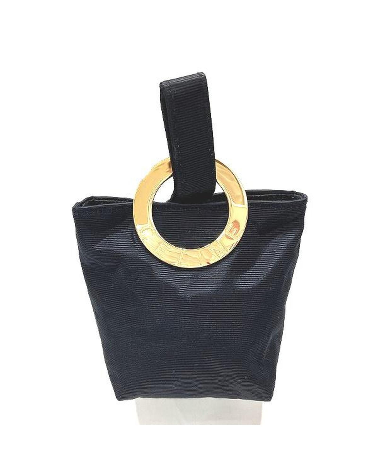 image of Mini Nylon Ring Bag In Black By Celine, Women's